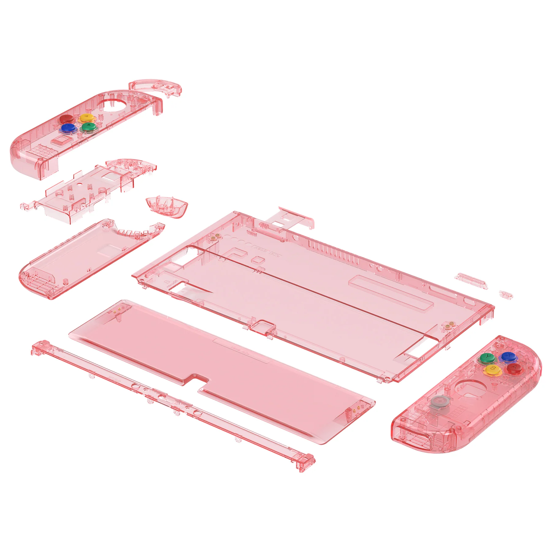 eXtremeRate Custom Replacement Full Set Shell with Buttons for Nintendo Switch OLED - Crystal Cherry Pink - Image 11