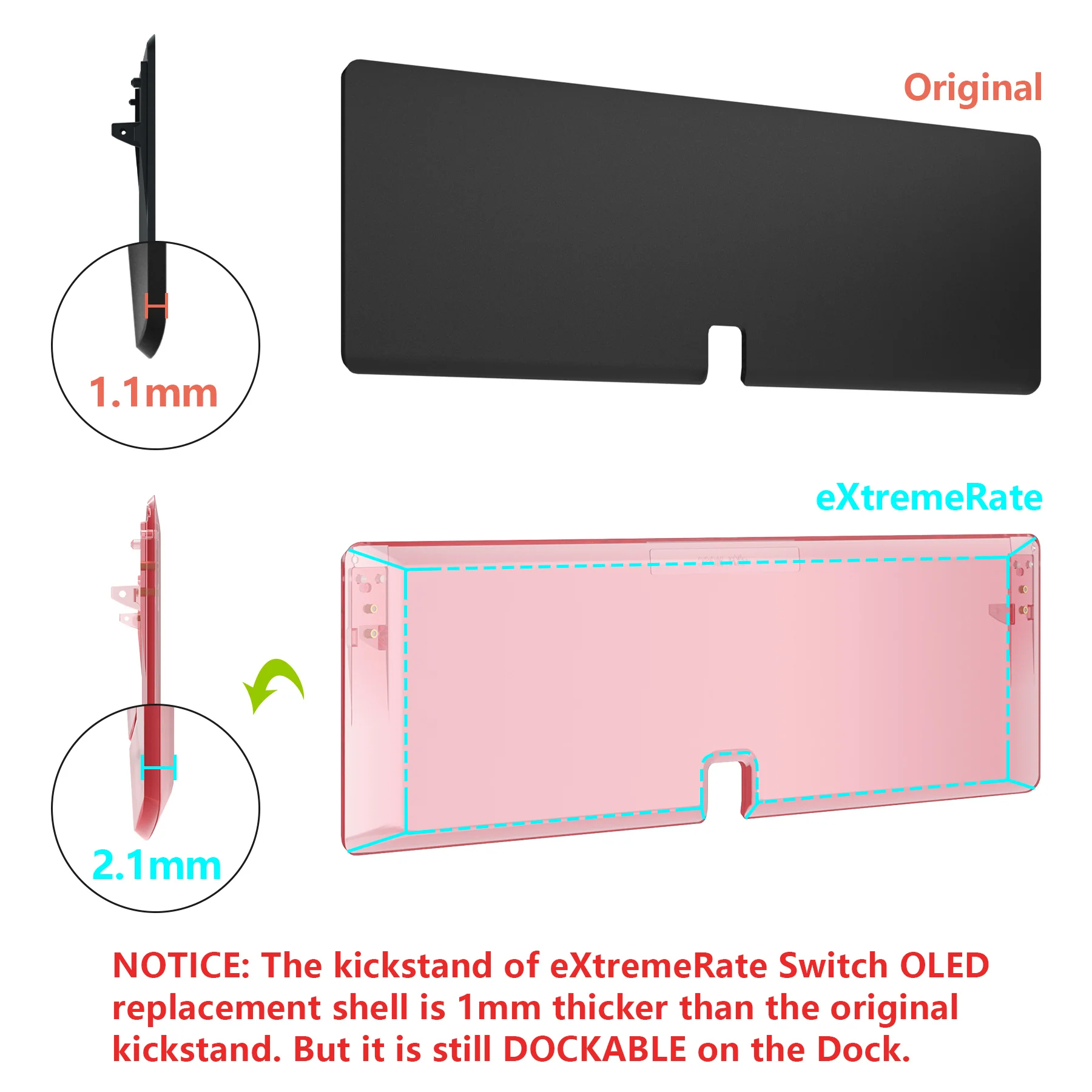 eXtremeRate Custom Replacement Full Set Shell with Buttons for Nintendo Switch OLED - Crystal Cherry Pink - Image 12