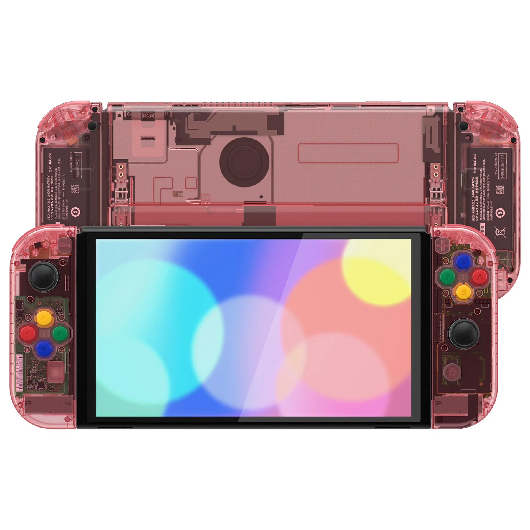 eXtremeRate Custom Replacement Full Set Shell with Buttons for Nintendo Switch OLED - Crystal Cherry Pink - Image 4