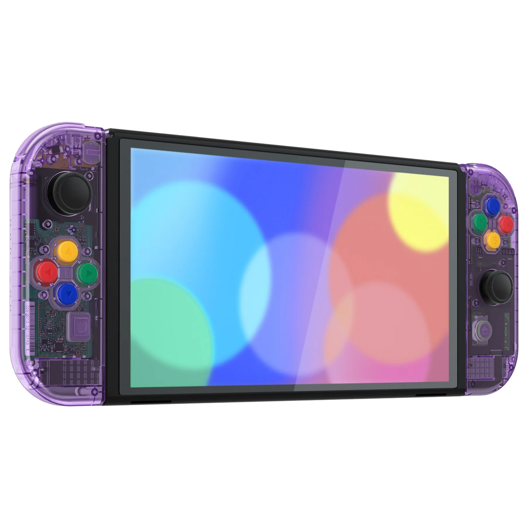 eXtremeRate Custom Replacement Full Set Shell with Buttons for Nintendo Switch OLED - Crystal Clear Atomic Purple - Image 6