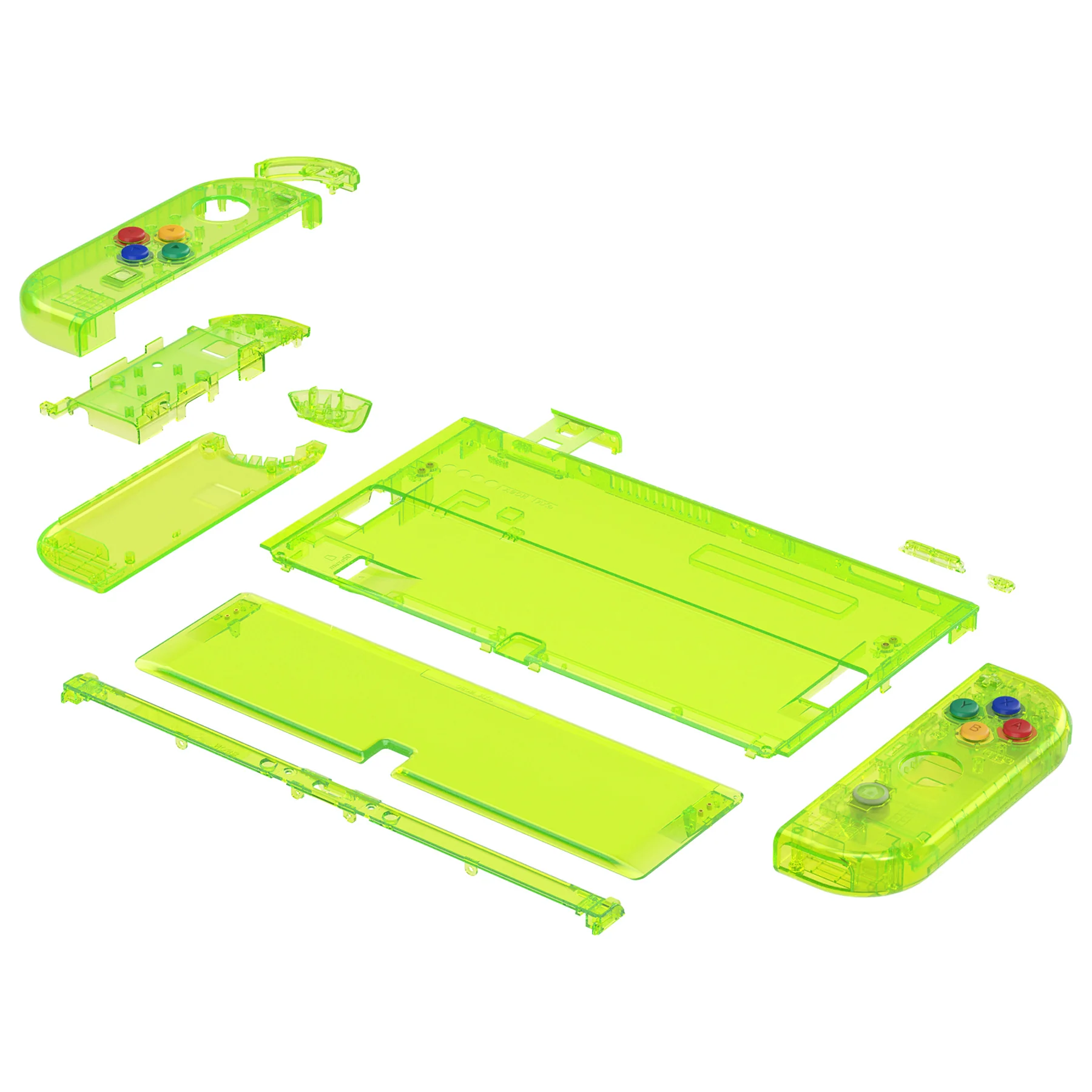 eXtremeRate Custom Replacement Full Set Shell with Buttons for Nintendo Switch OLED - Crystal Clear Lime Green - Image 11