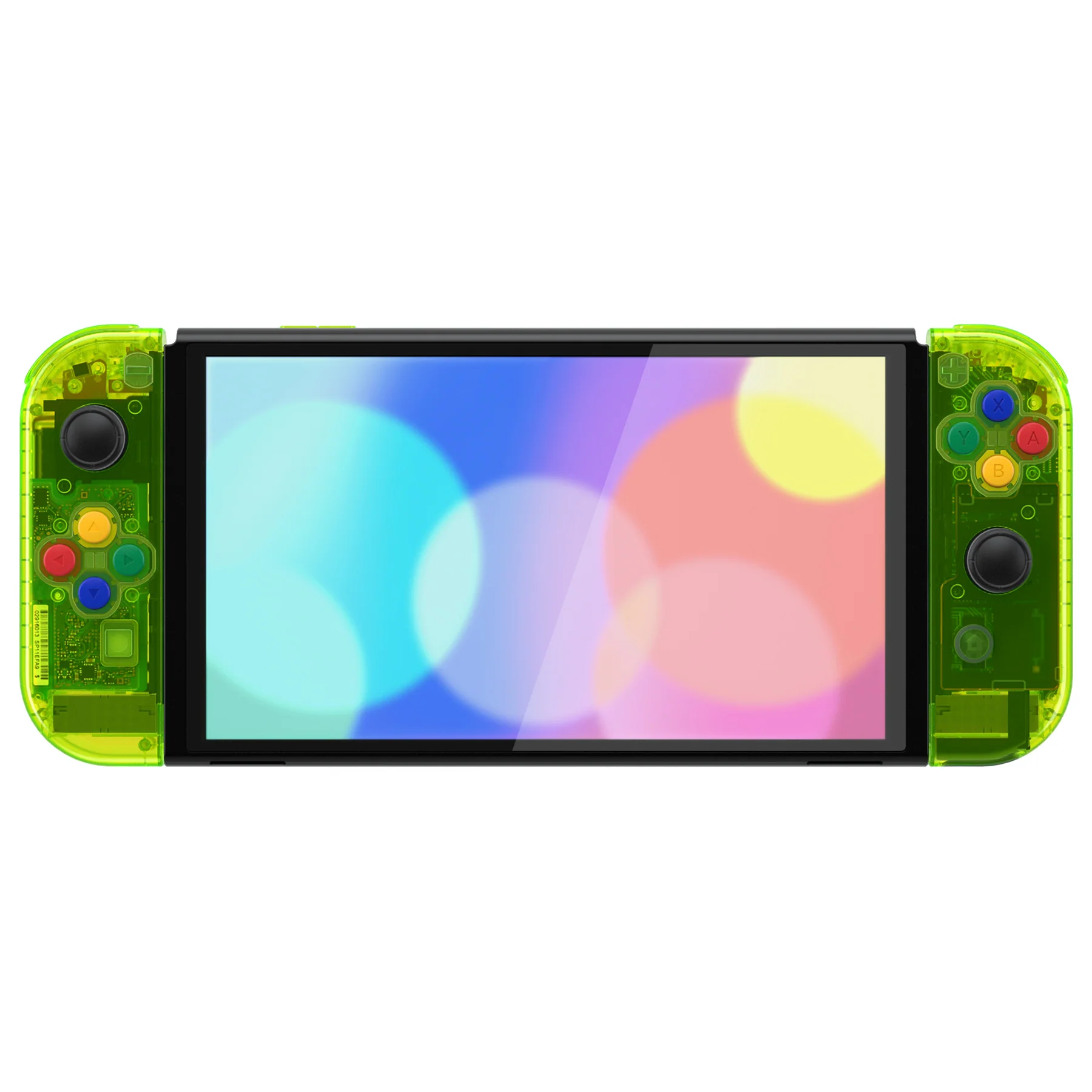 eXtremeRate Custom Replacement Full Set Shell with Buttons for Nintendo Switch OLED - Crystal Clear Lime Green - Image 5