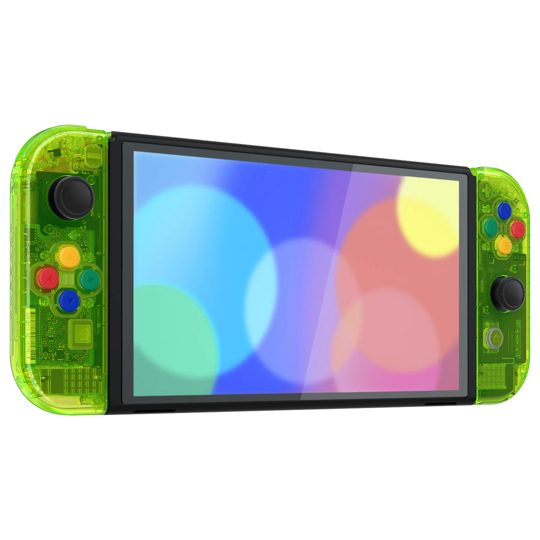 eXtremeRate Custom Replacement Full Set Shell with Buttons for Nintendo Switch OLED - Crystal Clear Lime Green - Image 6