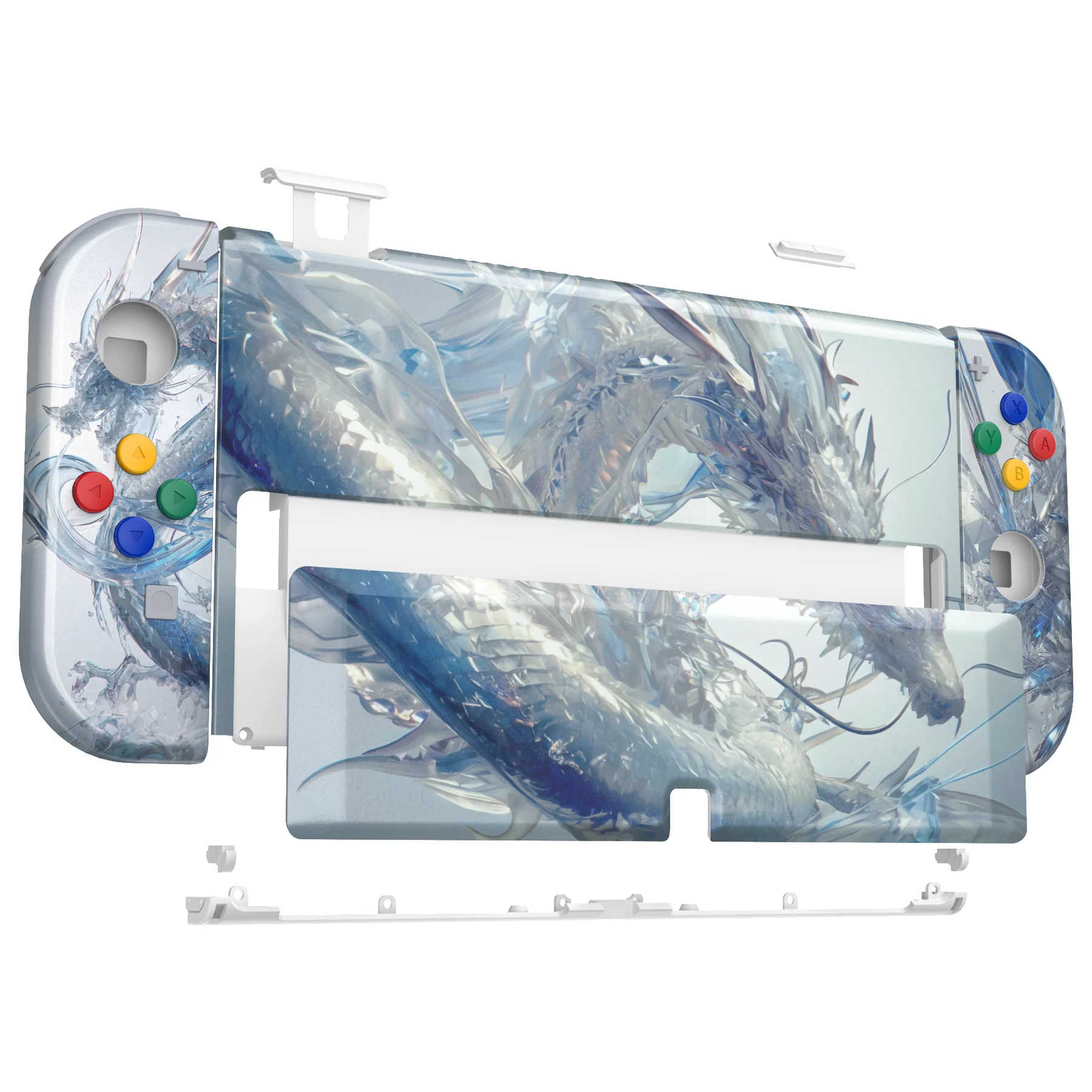 eXtremeRate Custom Replacement Full Set Shell with Buttons for Nintendo Switch OLED - Crystal Dragon - Image 10