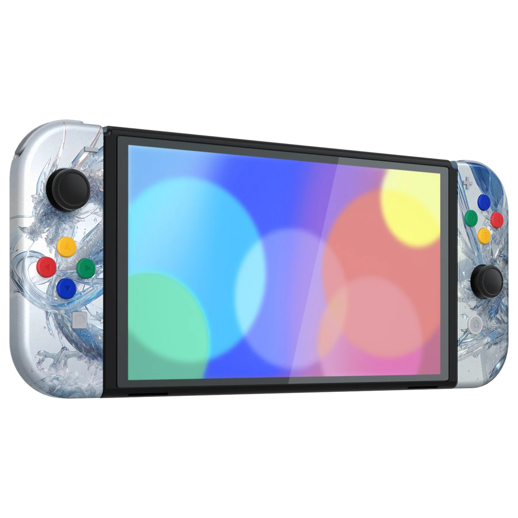 eXtremeRate Custom Replacement Full Set Shell with Buttons for Nintendo Switch OLED - Crystal Dragon - Image 6