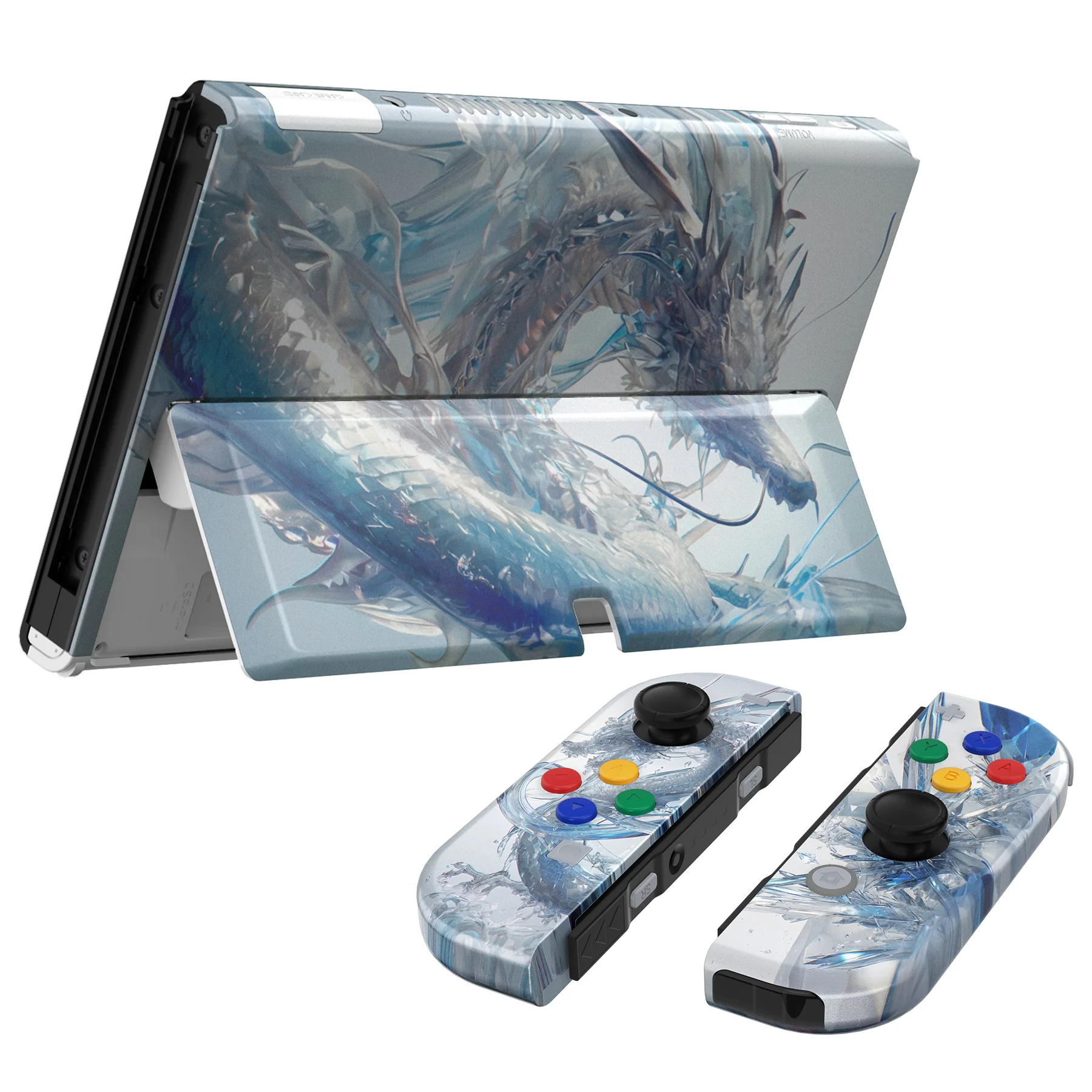 eXtremeRate Custom Replacement Full Set Shell with Buttons for Nintendo Switch OLED - Crystal Dragon - Image 7