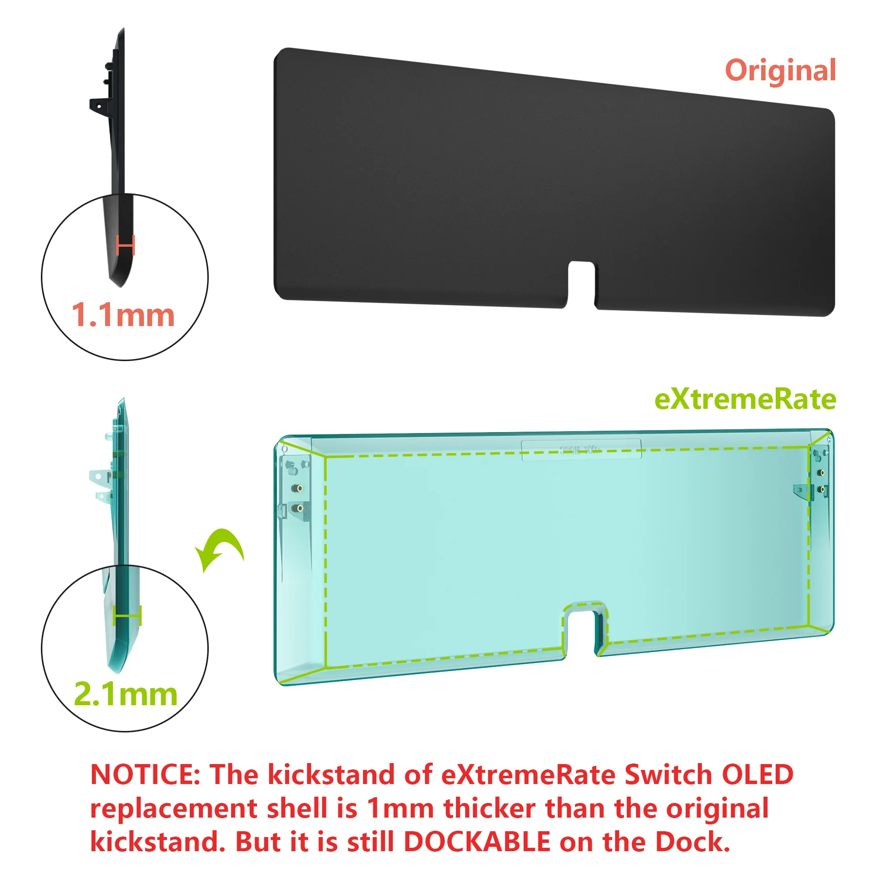 eXtremeRate Custom Replacement Full Set Shell with Buttons for Nintendo Switch OLED - Crystal Emerald Green - Image 12
