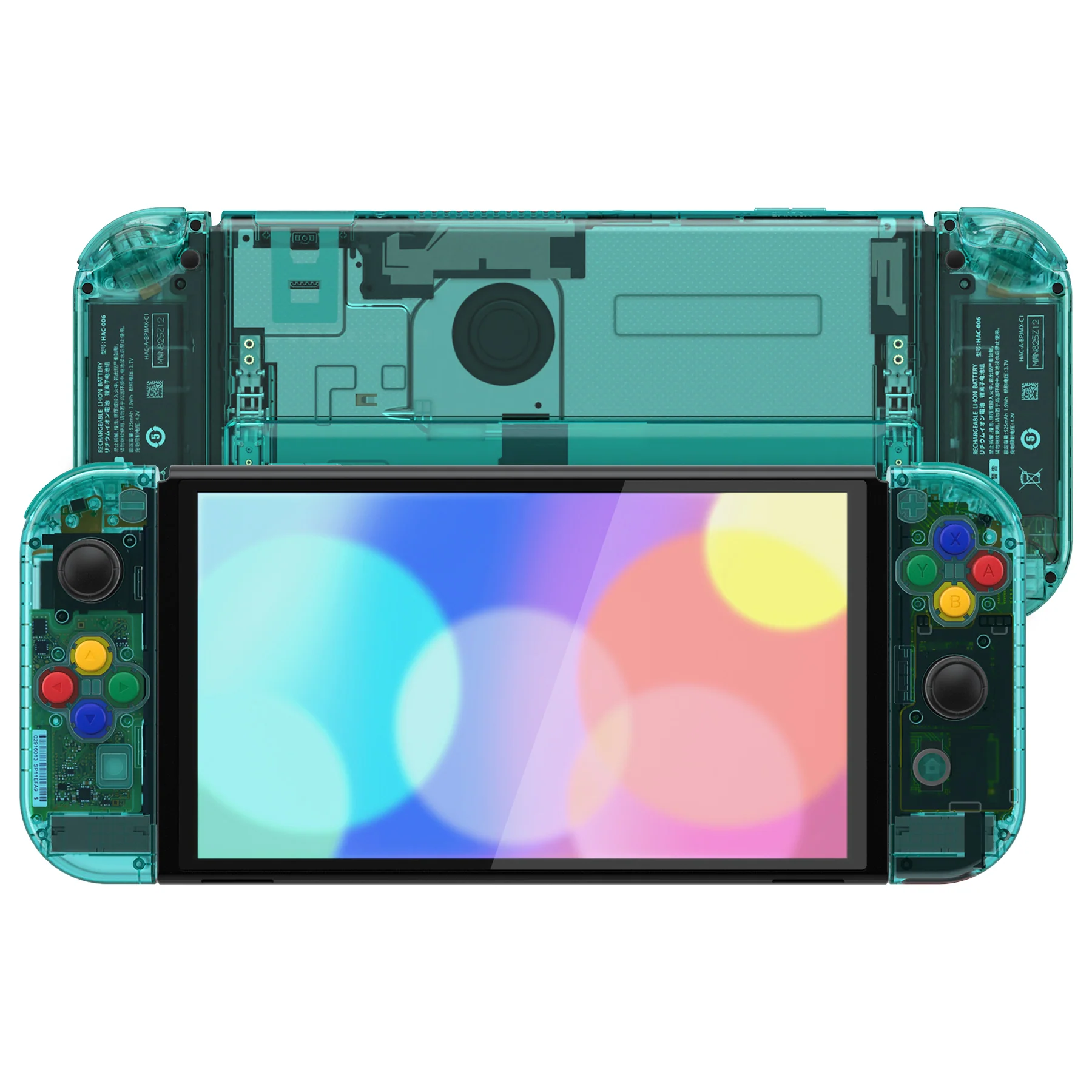 eXtremeRate Custom Replacement Full Set Shell with Buttons for Nintendo Switch OLED - Crystal Emerald Green - Image 4