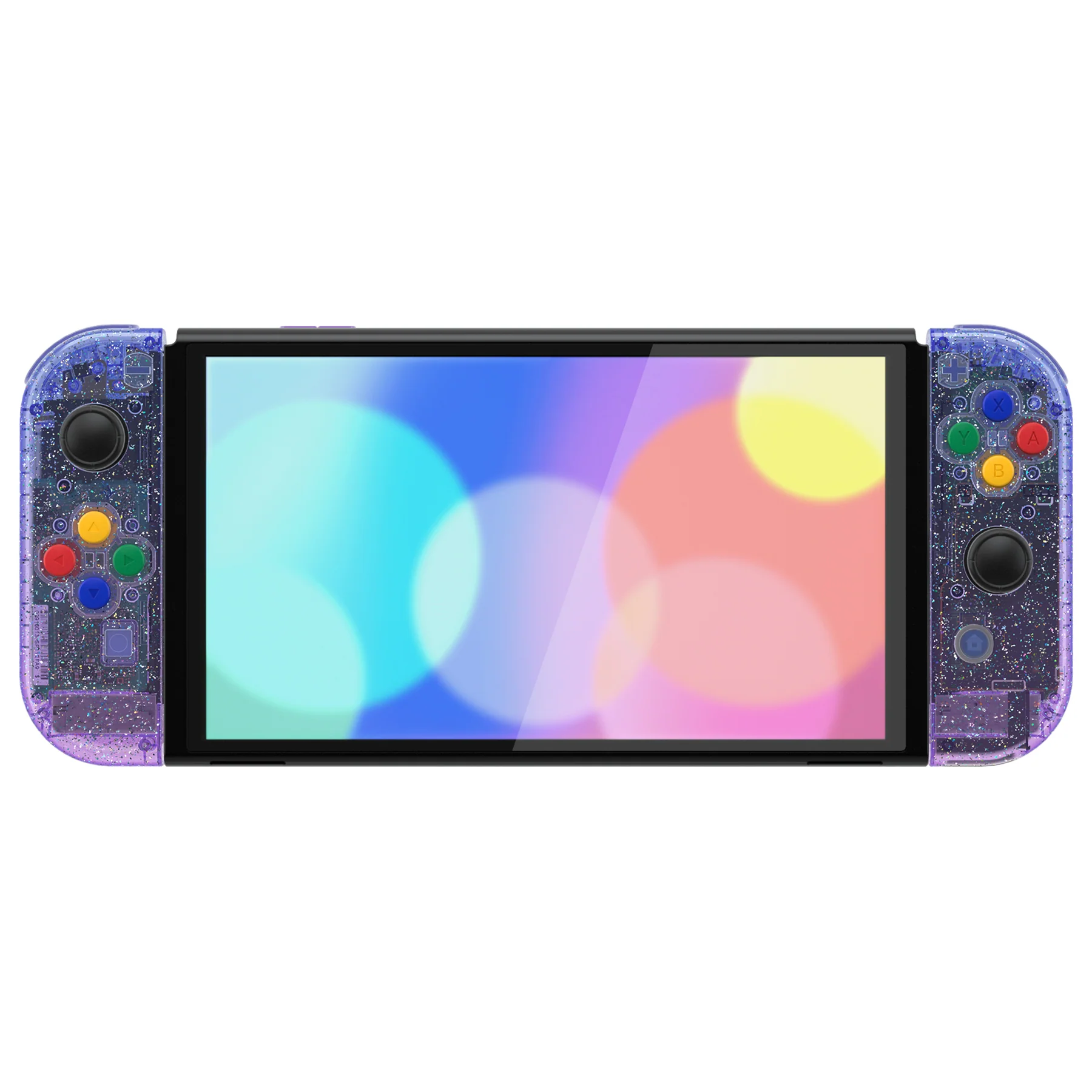 eXtremeRate Custom Replacement Full Set Shell with Buttons for Nintendo Switch OLED - Glitter Gradient Translucent Bluebell - Image 5