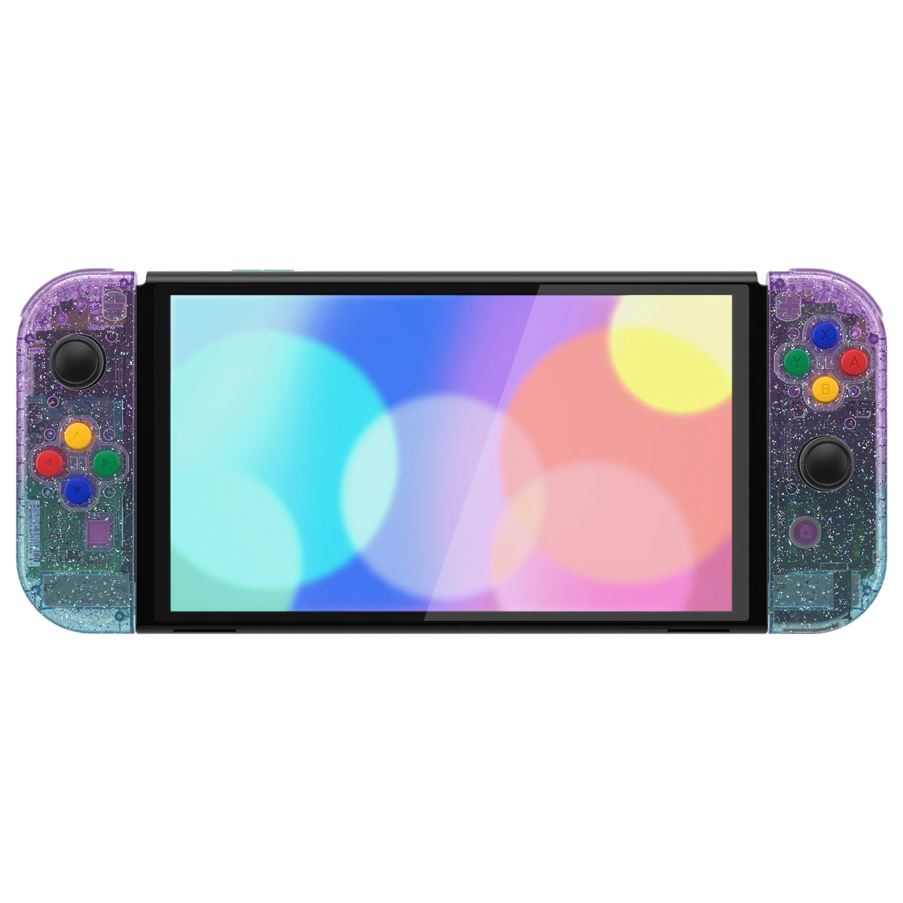 eXtremeRate Custom Replacement Full Set Shell with Buttons for Nintendo Switch OLED - Glitter Gradient Translucent Bluebell & Blue - Image 5