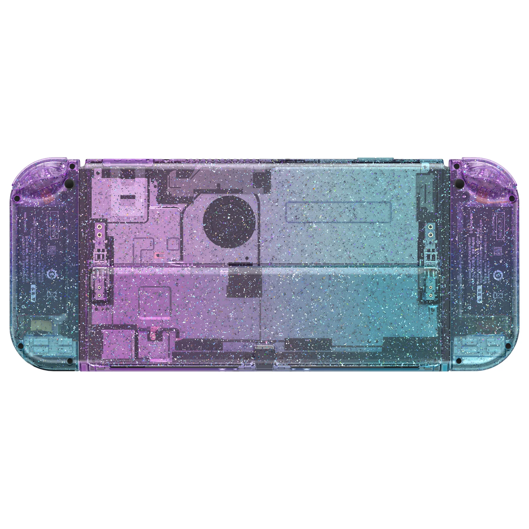 eXtremeRate Custom Replacement Full Set Shell with Buttons for Nintendo Switch OLED - Glitter Gradient Translucent Bluebell & Blue - Image 8