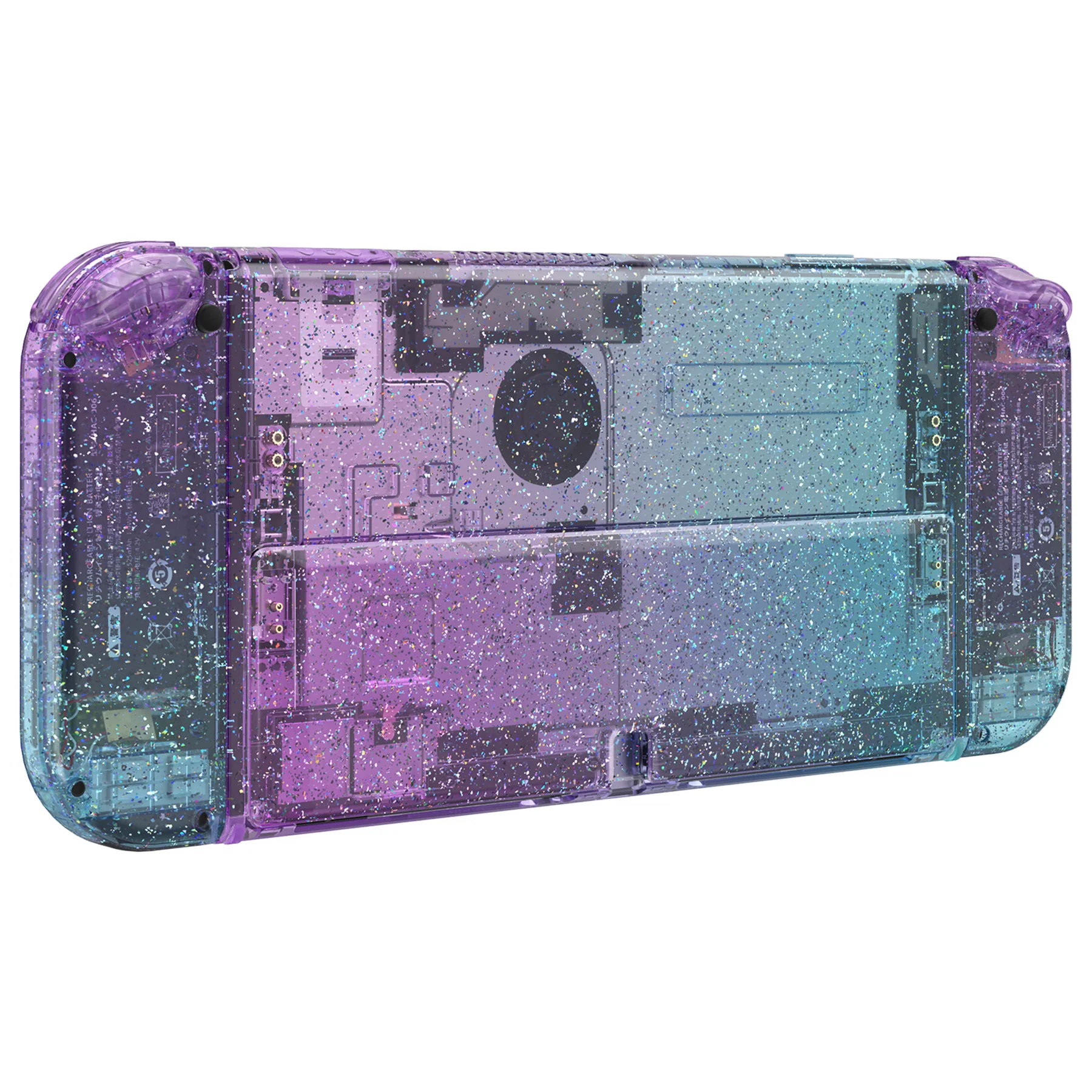 eXtremeRate Custom Replacement Full Set Shell with Buttons for Nintendo Switch OLED - Glitter Gradient Translucent Bluebell & Blue - Image 9
