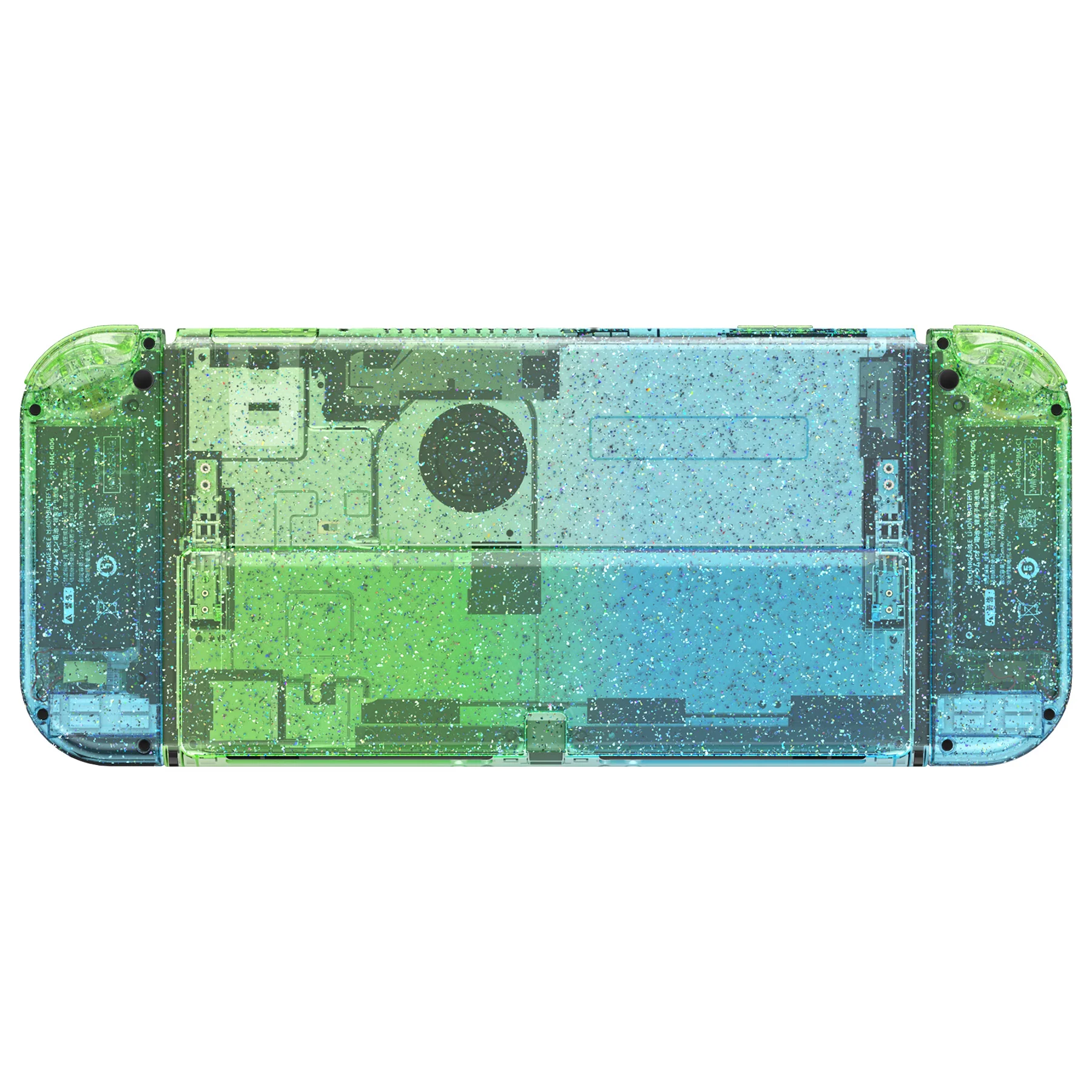 eXtremeRate Custom Replacement Full Set Shell with Buttons for Nintendo Switch OLED - Glitter Gradient Translucent Green Blue - Image 8