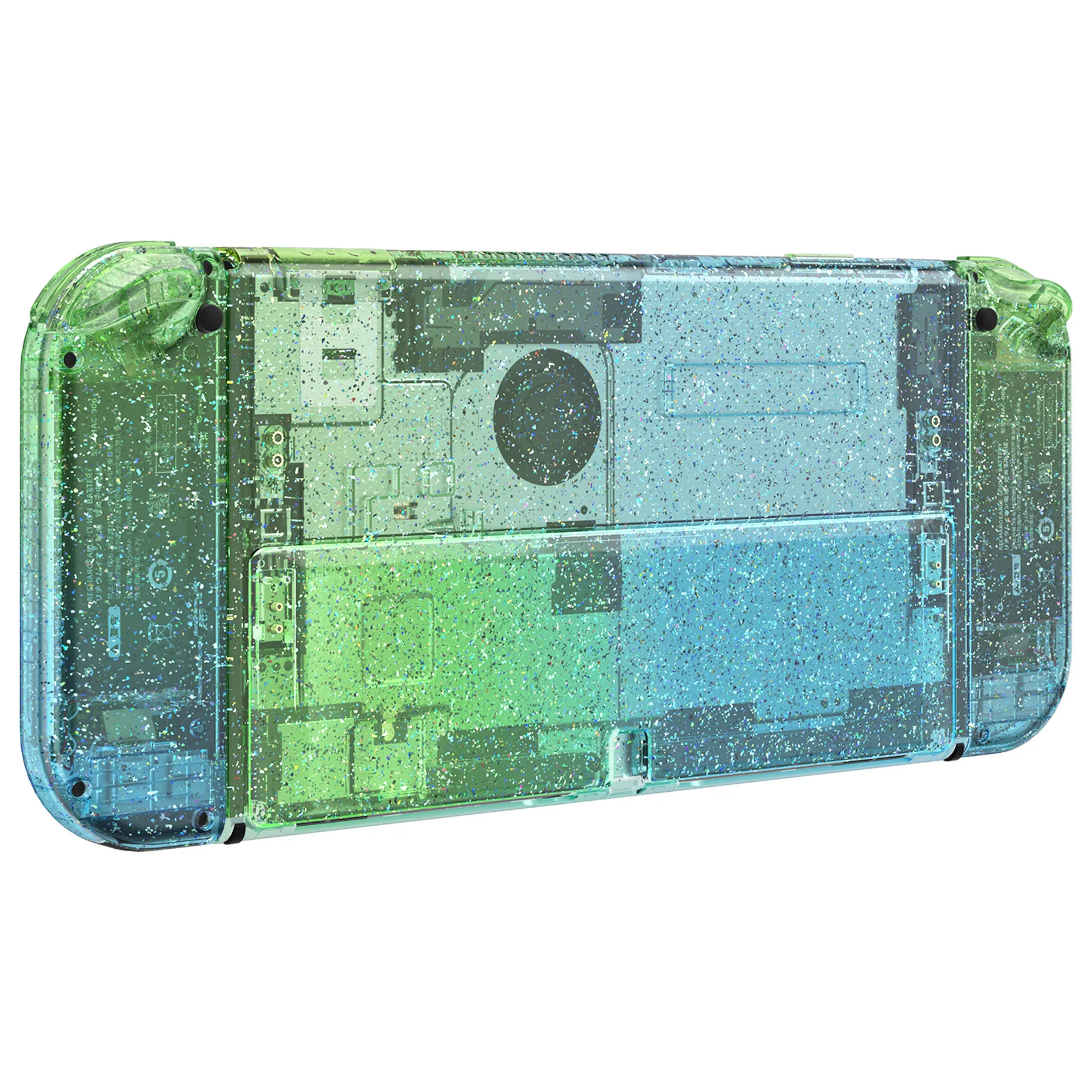 eXtremeRate Custom Replacement Full Set Shell with Buttons for Nintendo Switch OLED - Glitter Gradient Translucent Green Blue - Image 9