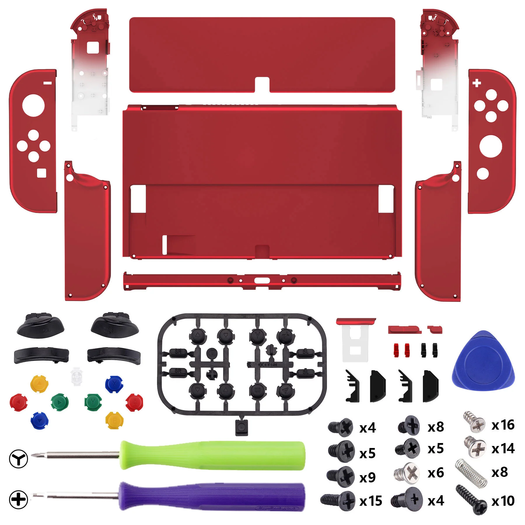 eXtremeRate Custom Replacement Full Set Shell with Buttons for Nintendo Switch OLED - Scarlet Red - Image 2
