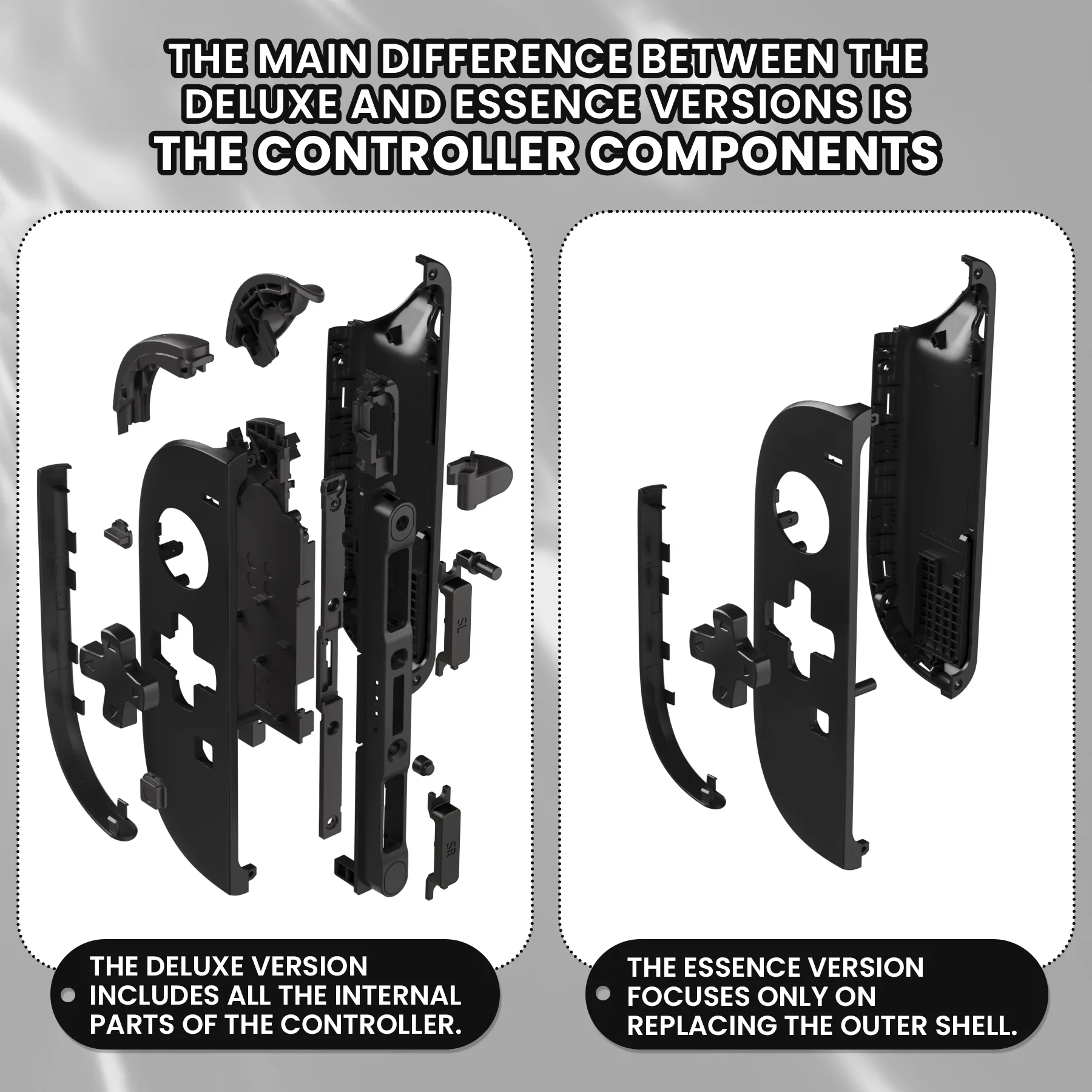 eXtremeRate D-Pad Version Replacement Full Set Shell Case with Buttons for Joycon 2 of Nintendo Switch 2 - Deluxe Version - Black - Image 3