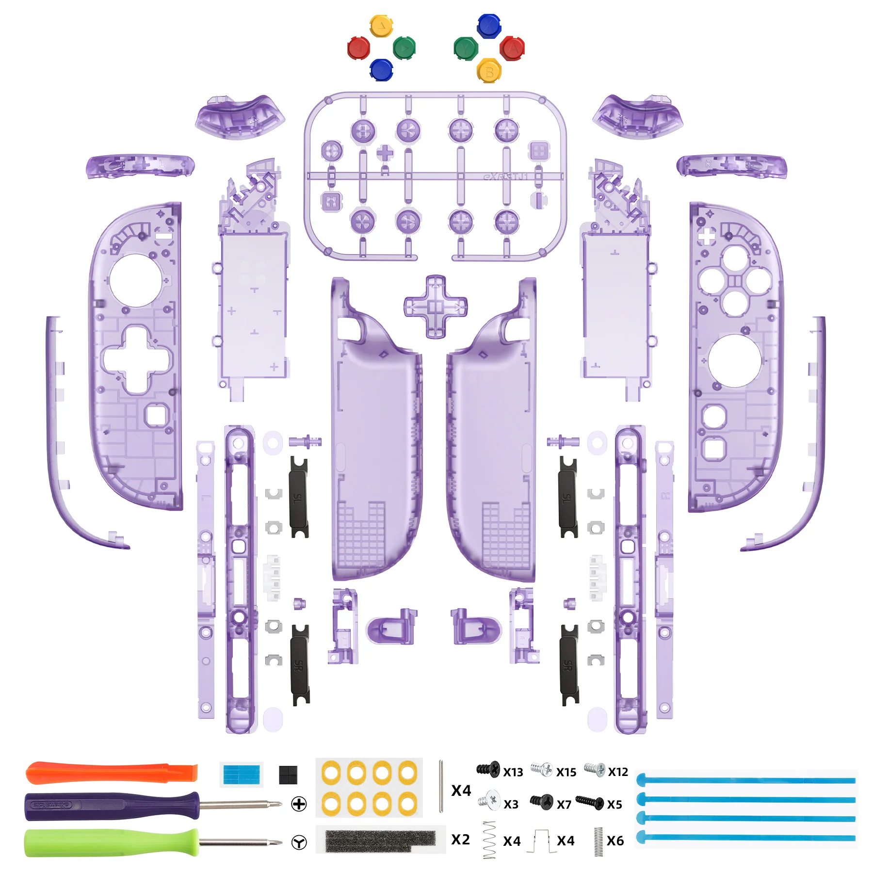 eXtremeRate D-Pad Version Replacement Full Set Shell Case with Buttons for Joycon 2 of Nintendo Switch 2 - Deluxe Version - Clear Atomic Purple - Image 2