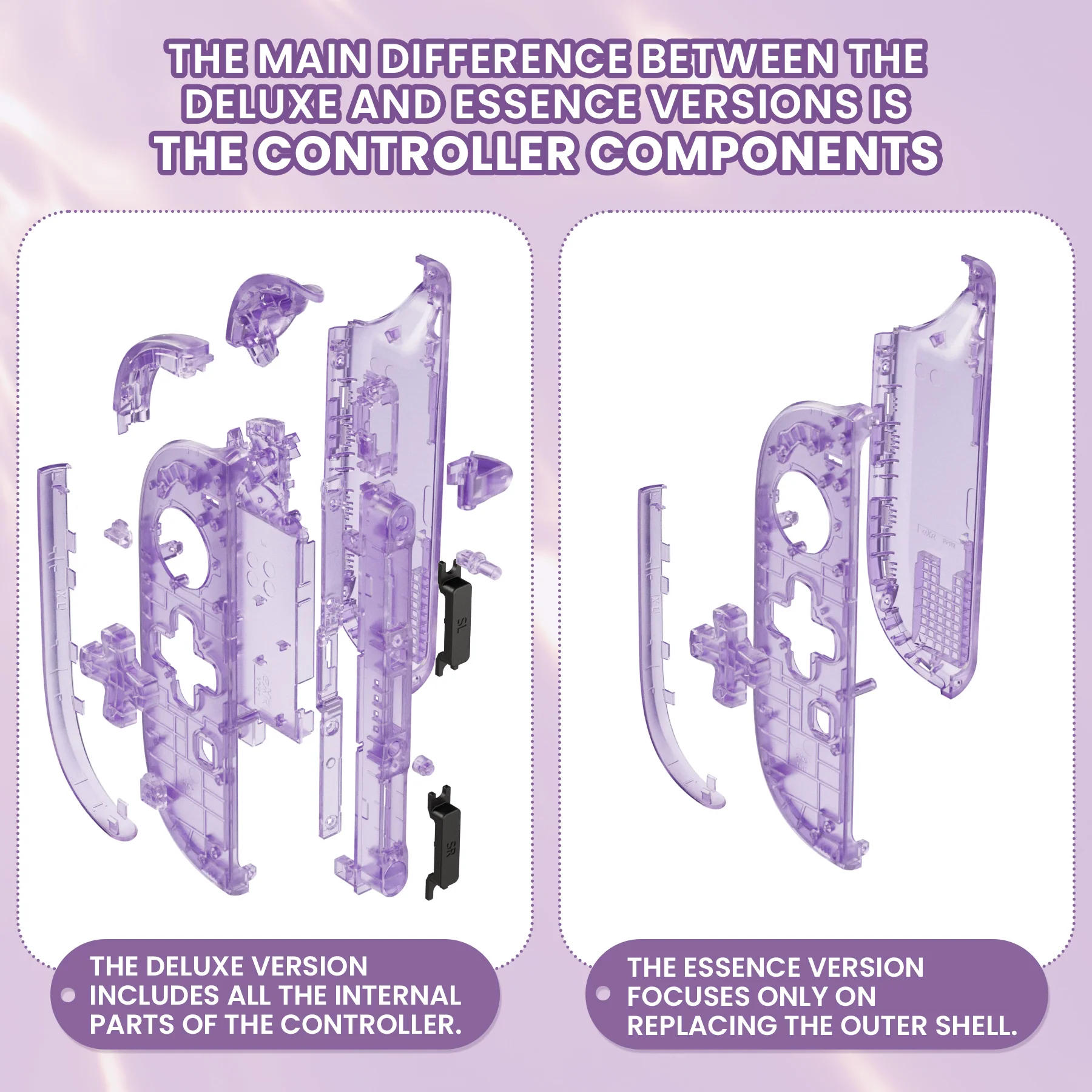 eXtremeRate D-Pad Version Replacement Full Set Shell Case with Buttons for Joycon 2 of Nintendo Switch 2 - Deluxe Version - Clear Atomic Purple - Image 3