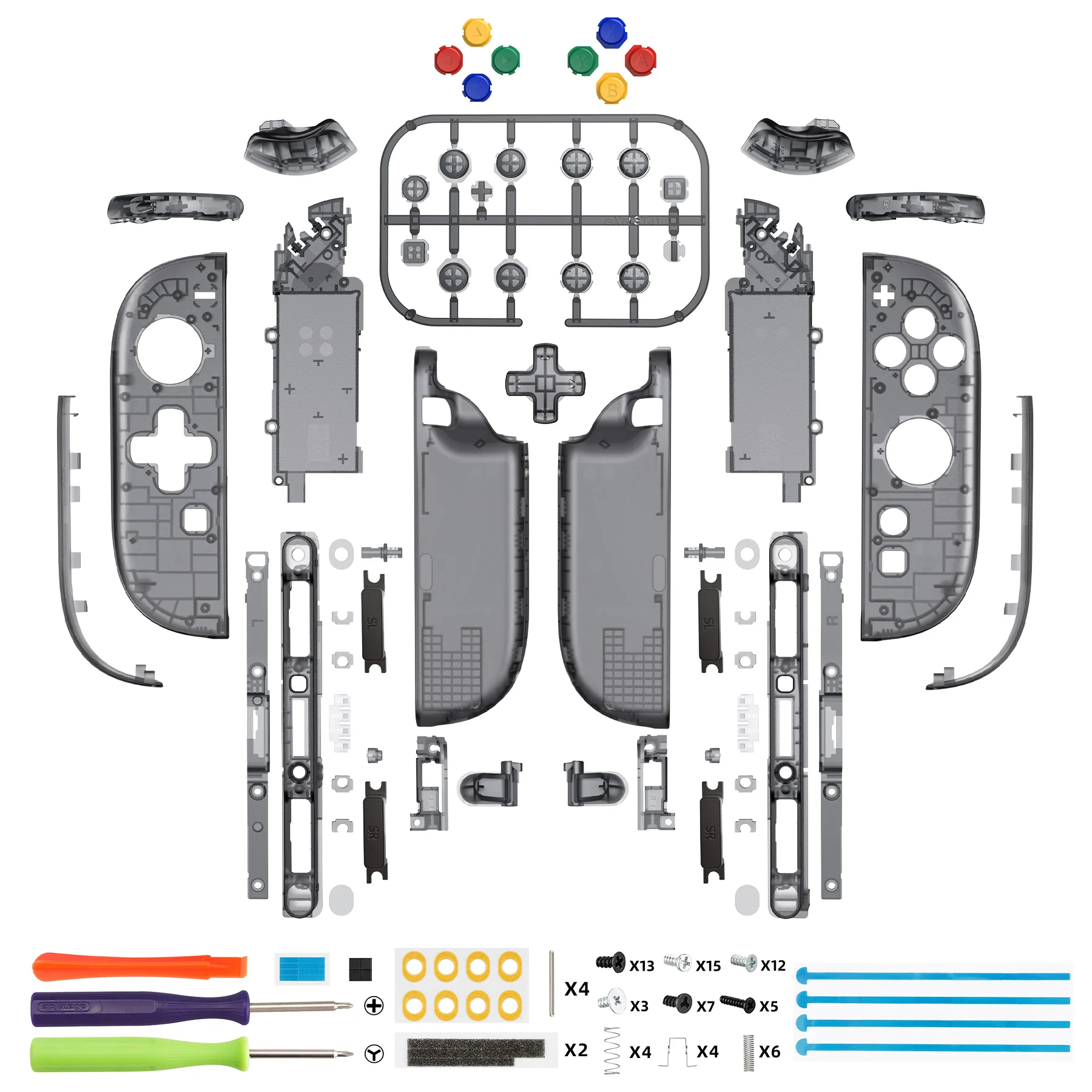 eXtremeRate D-Pad Version Replacement Full Set Shell Case with Buttons for Joycon 2 of Nintendo Switch 2 - Deluxe Version - Clear Slate Black - Image 2