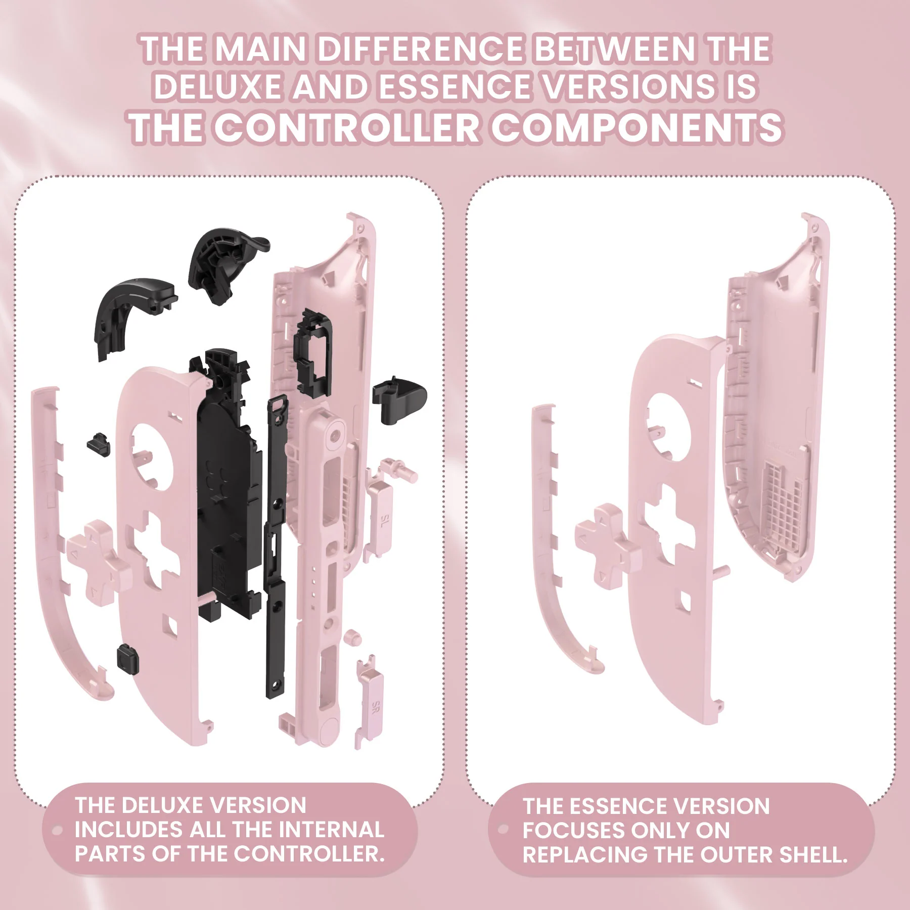 eXtremeRate D-Pad Version Replacement Full Set Shell Case with Buttons for Joycon 2 of Nintendo Switch 2 - Essence Version - Cherry Blossoms Pink - Image 3