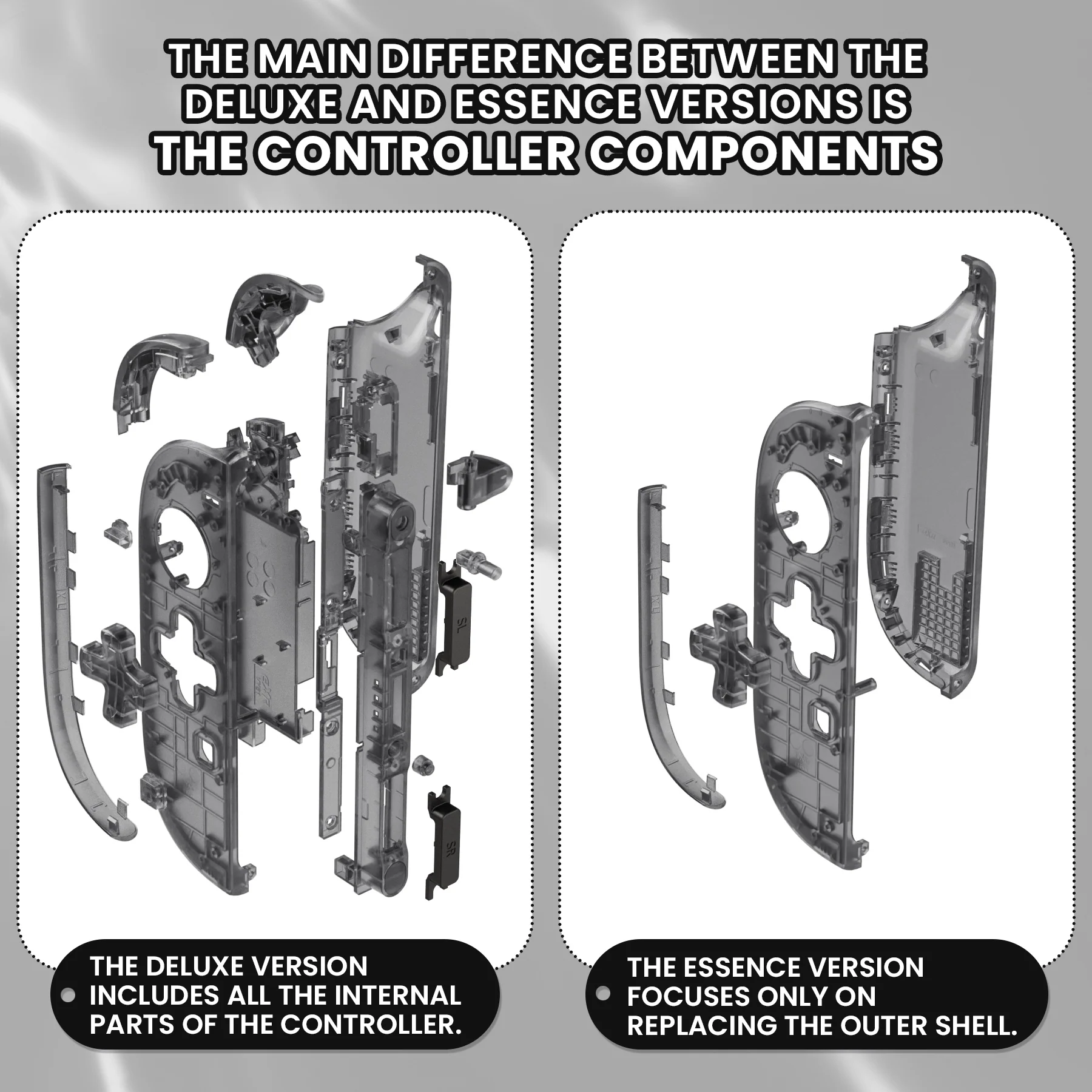 eXtremeRate D-Pad Version Replacement Full Set Shell Case with Buttons for Joycon 2 of Nintendo Switch 2 - Essence Version - Clear Slate Black - Image 3