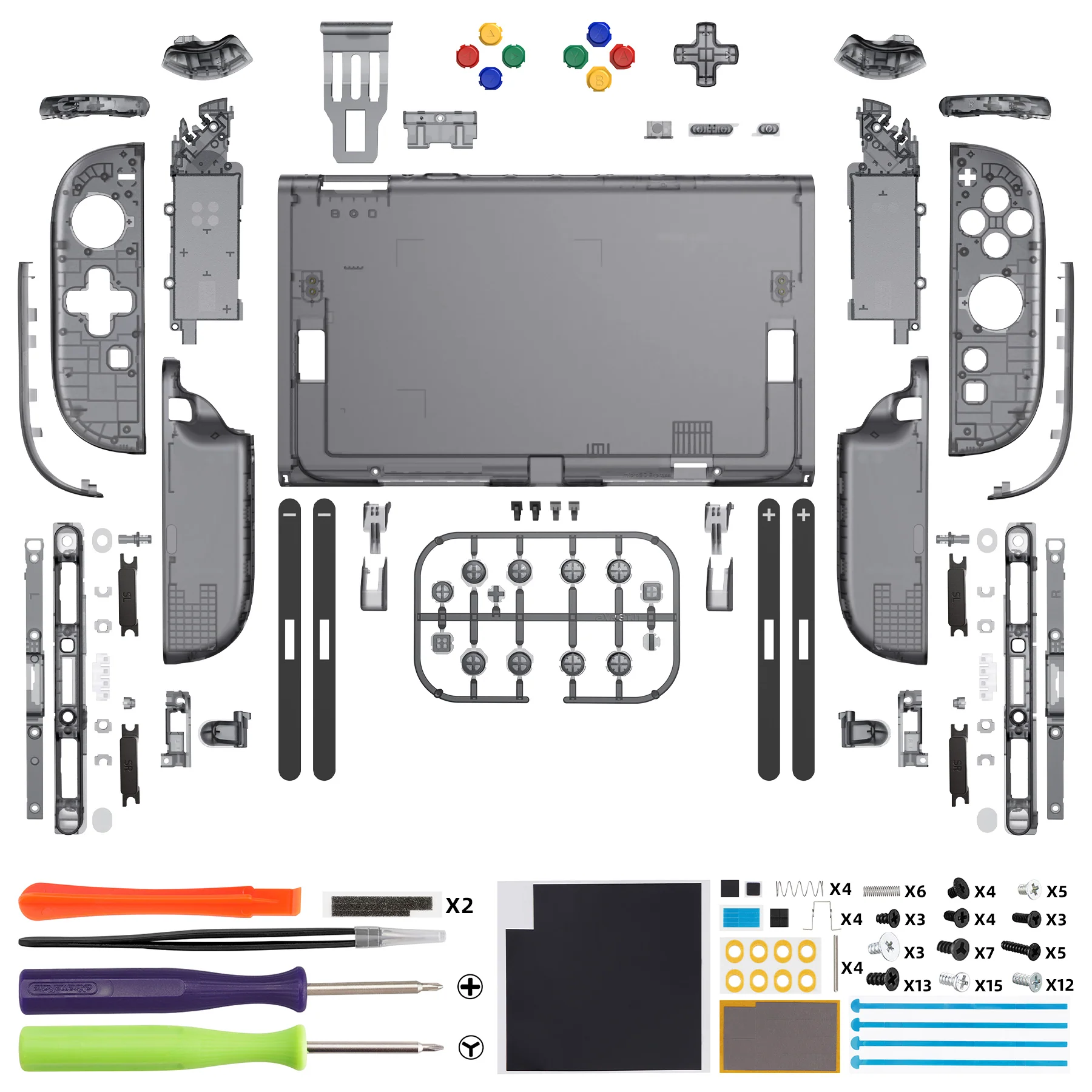 eXtremeRate D-Pad Version Replacement Full Set Shells with Buttons for Nintendo Switch 2 - Deluxe Version - Clear Slate Black - Image 2