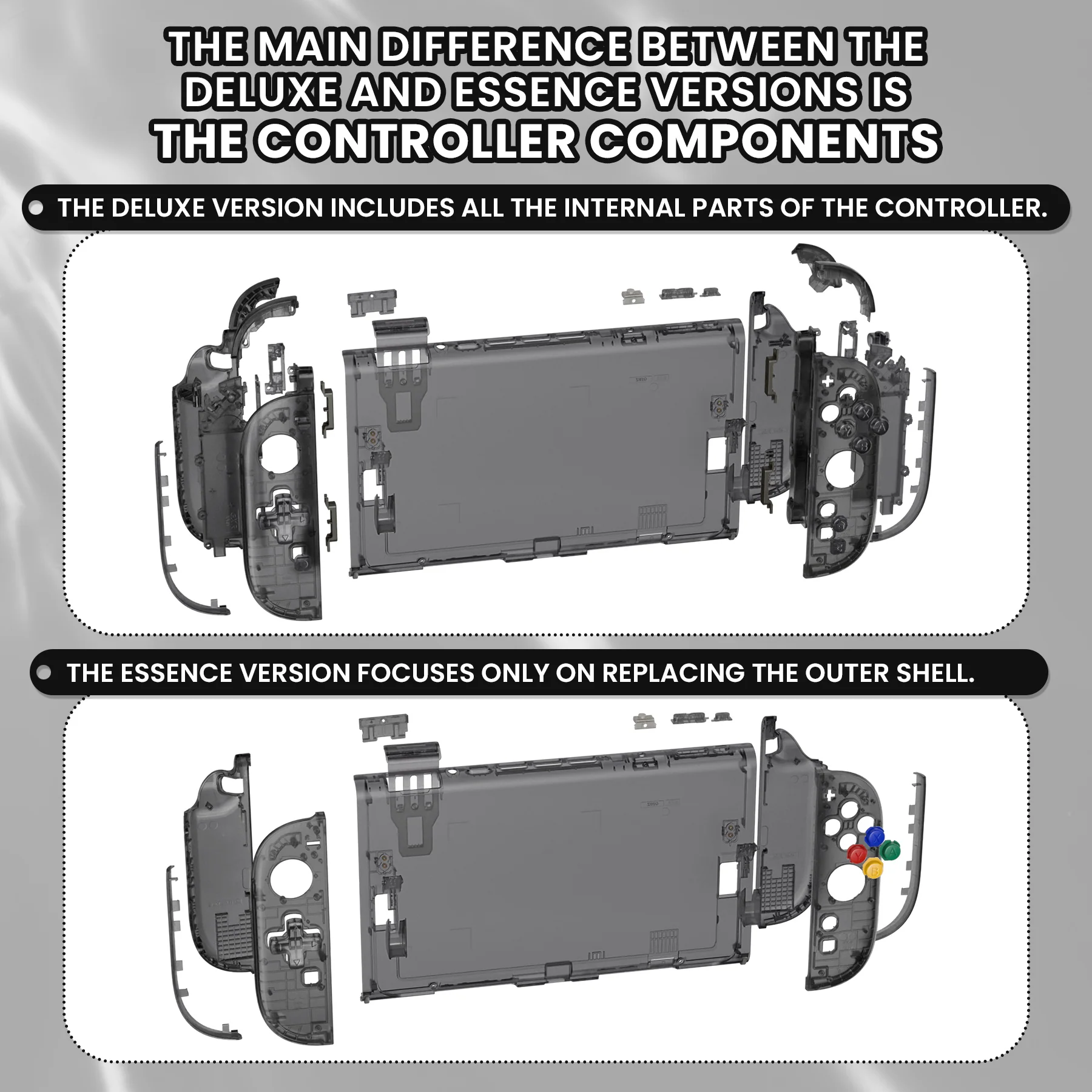 eXtremeRate D-Pad Version Replacement Full Set Shells with Buttons for Nintendo Switch 2 - Deluxe Version - Clear Slate Black - Image 3