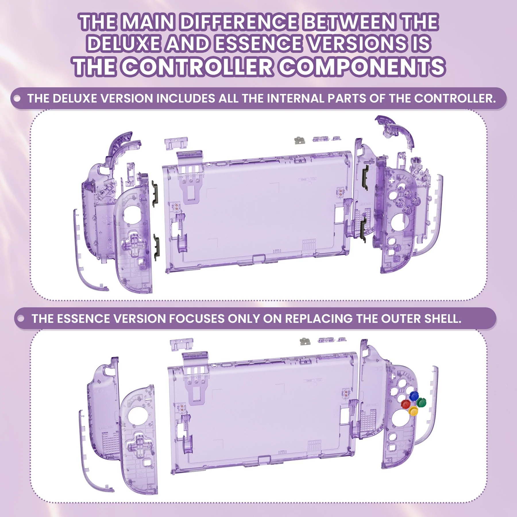 eXtremeRate D-Pad Version Replacement Full Set Shells with Buttons for Nintendo Switch 2 - Essence Version - Clear Atomic Purple - Image 3