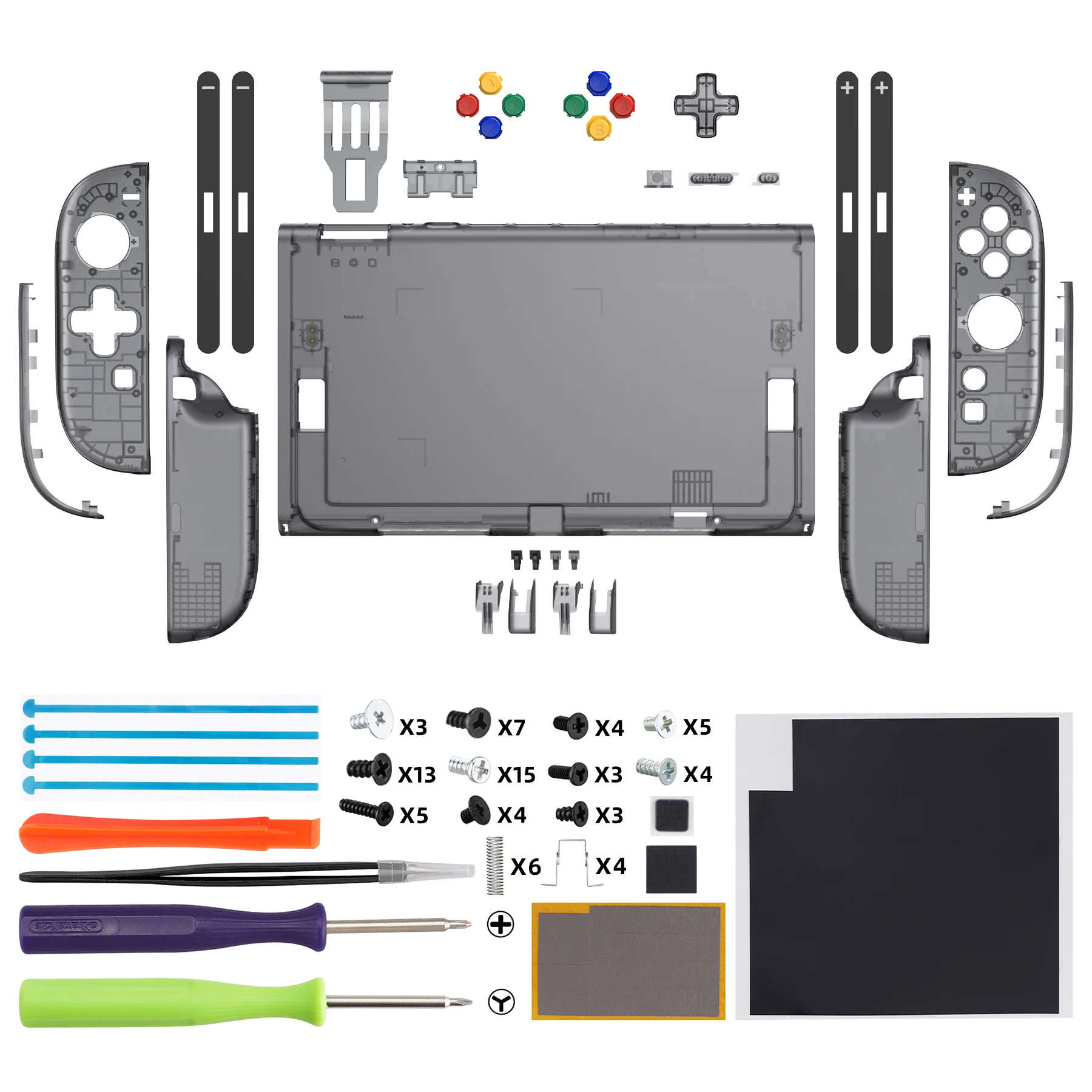 eXtremeRate D-Pad Version Replacement Full Set Shells with Buttons for Nintendo Switch 2 - Essence Version - Clear Slate Black - Image 2
