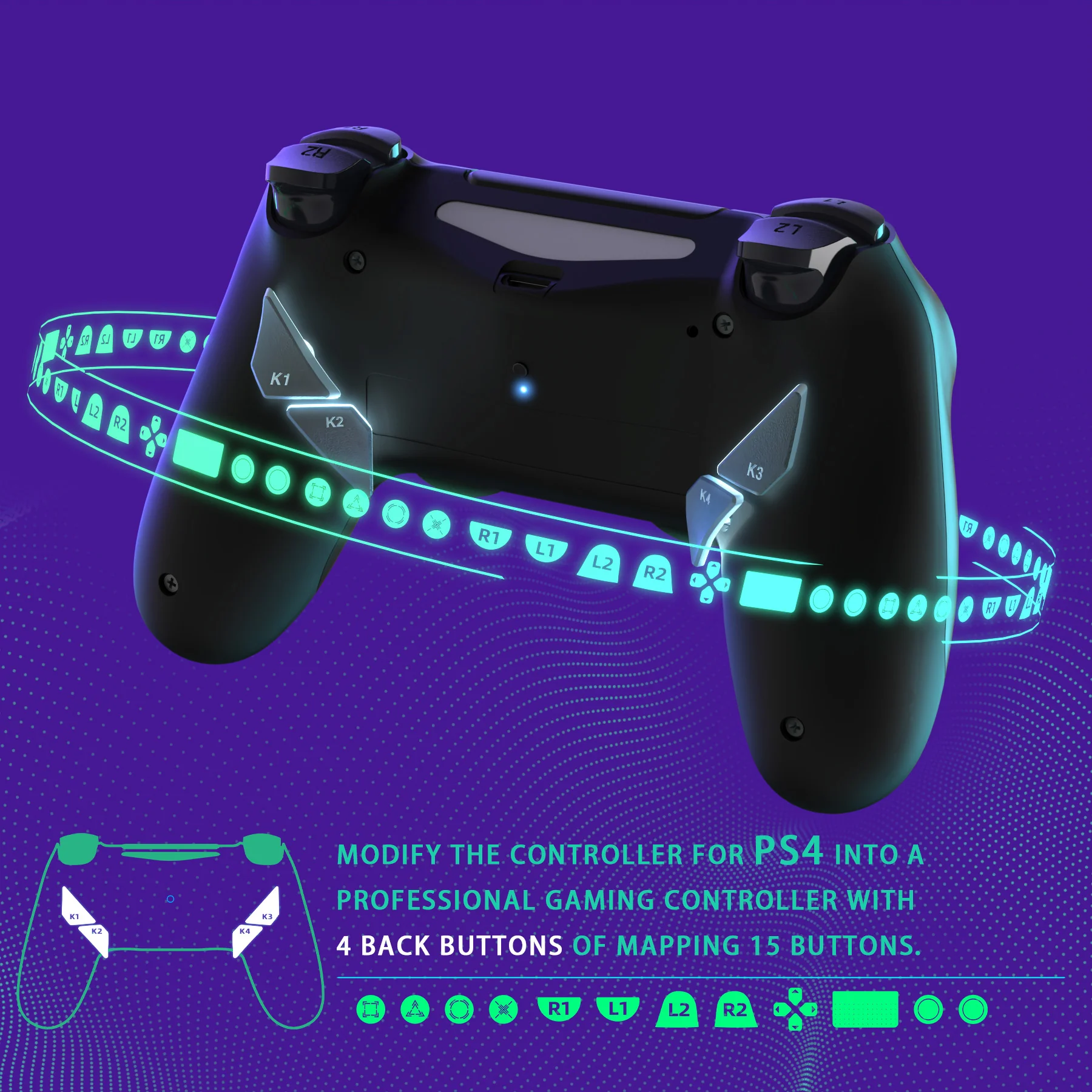 eXtremeRate Dawn Type-C Version Remap Kit for PS4 Slim Pro Controller JDM-040/050/055 - Black - Image 6