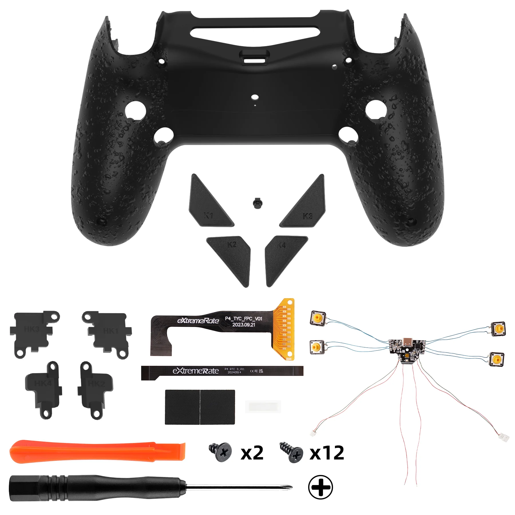 eXtremeRate Dawn Type-C Version Remap Kit for PS4 Slim Pro Controller JDM-040/050/055 - Textured Black - Image 2