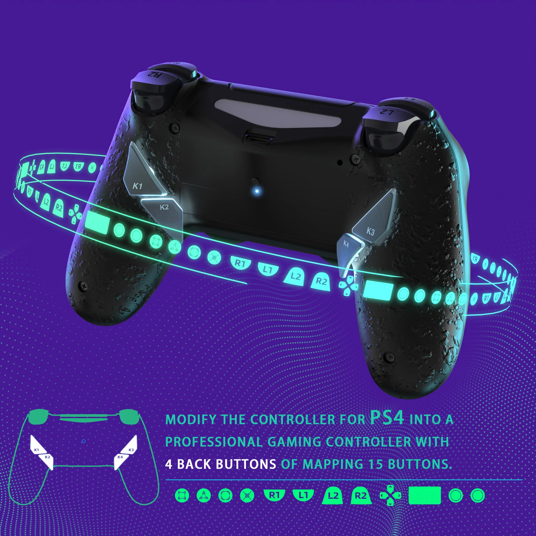 eXtremeRate Dawn Type-C Version Remap Kit for PS4 Slim Pro Controller JDM-040/050/055 - Textured Black - Image 6