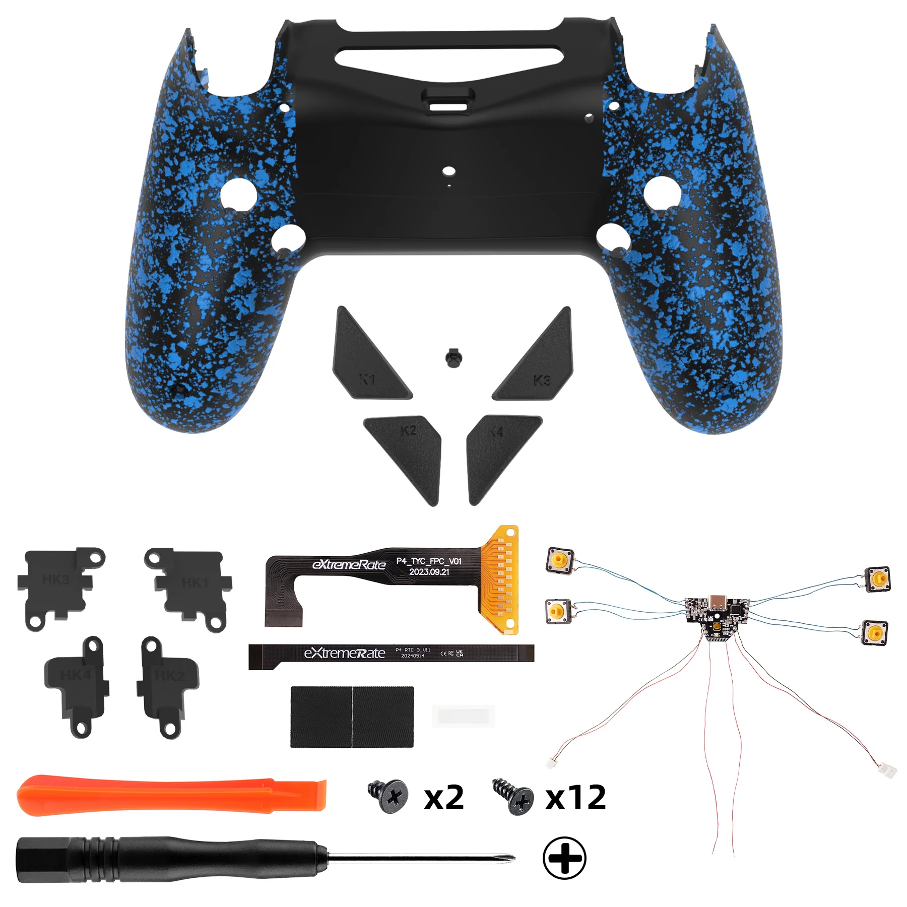eXtremeRate Dawn Type-C Version Remap Kit for PS4 Slim Pro Controller JDM-040/050/055 - Textured Blue - Image 2