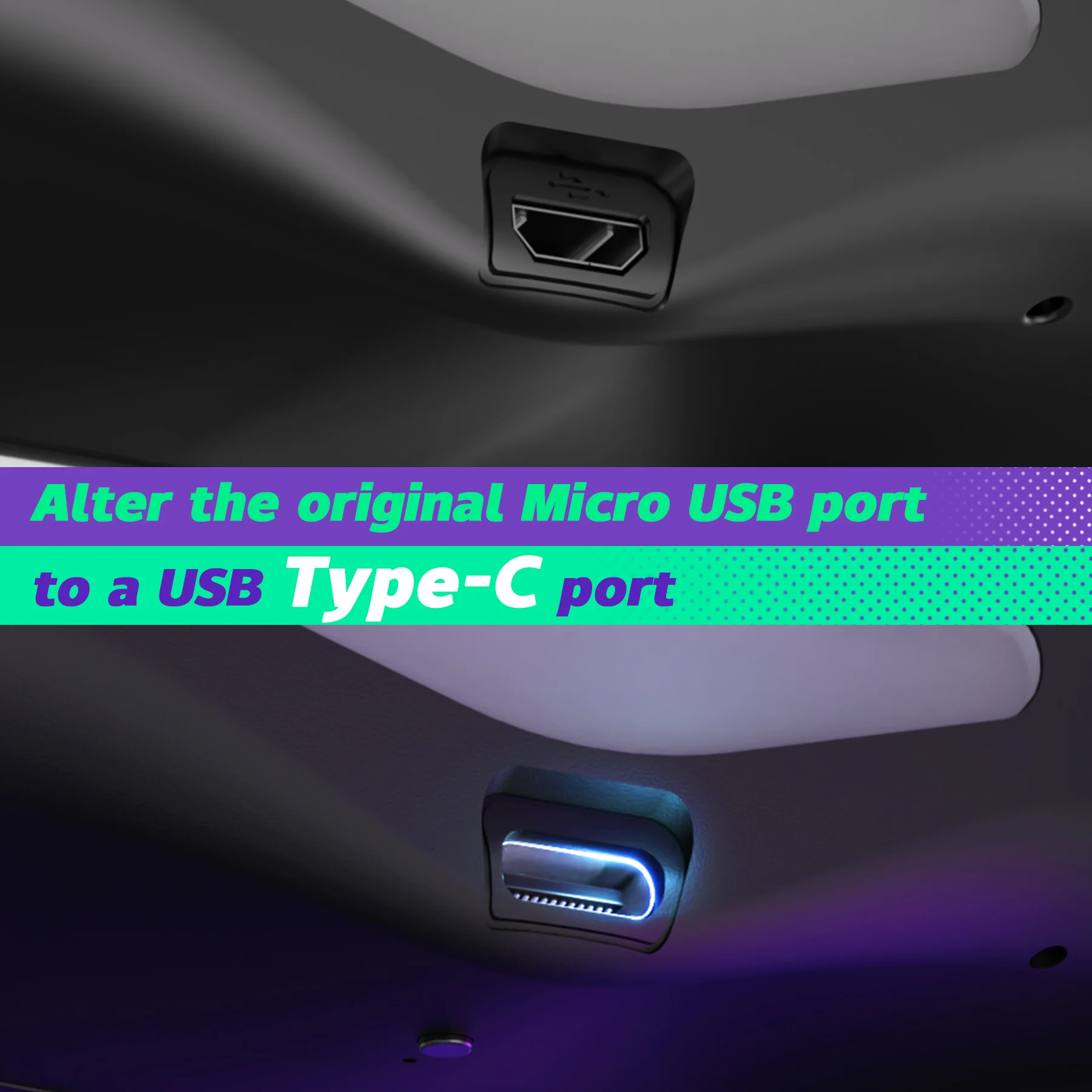 eXtremeRate Dawn Type-C Version Remap Kit for PS4 Slim Pro Controller JDM-040/050/055 - Textured Blue - Image 5