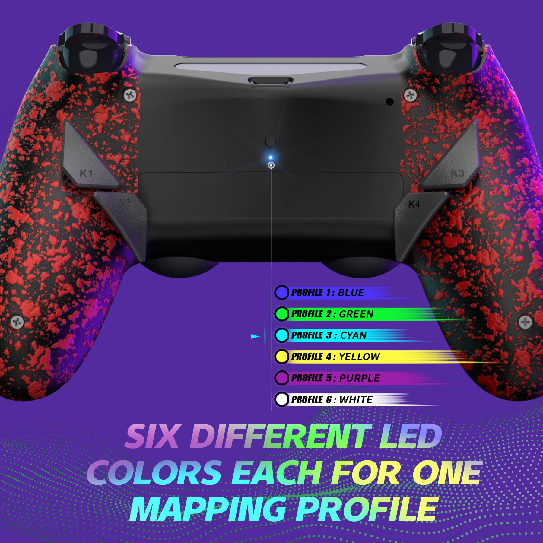 eXtremeRate Dawn Type-C Version Remap Kit for PS4 Slim Pro Controller JDM-040/050/055 - Textured Red - Image 7