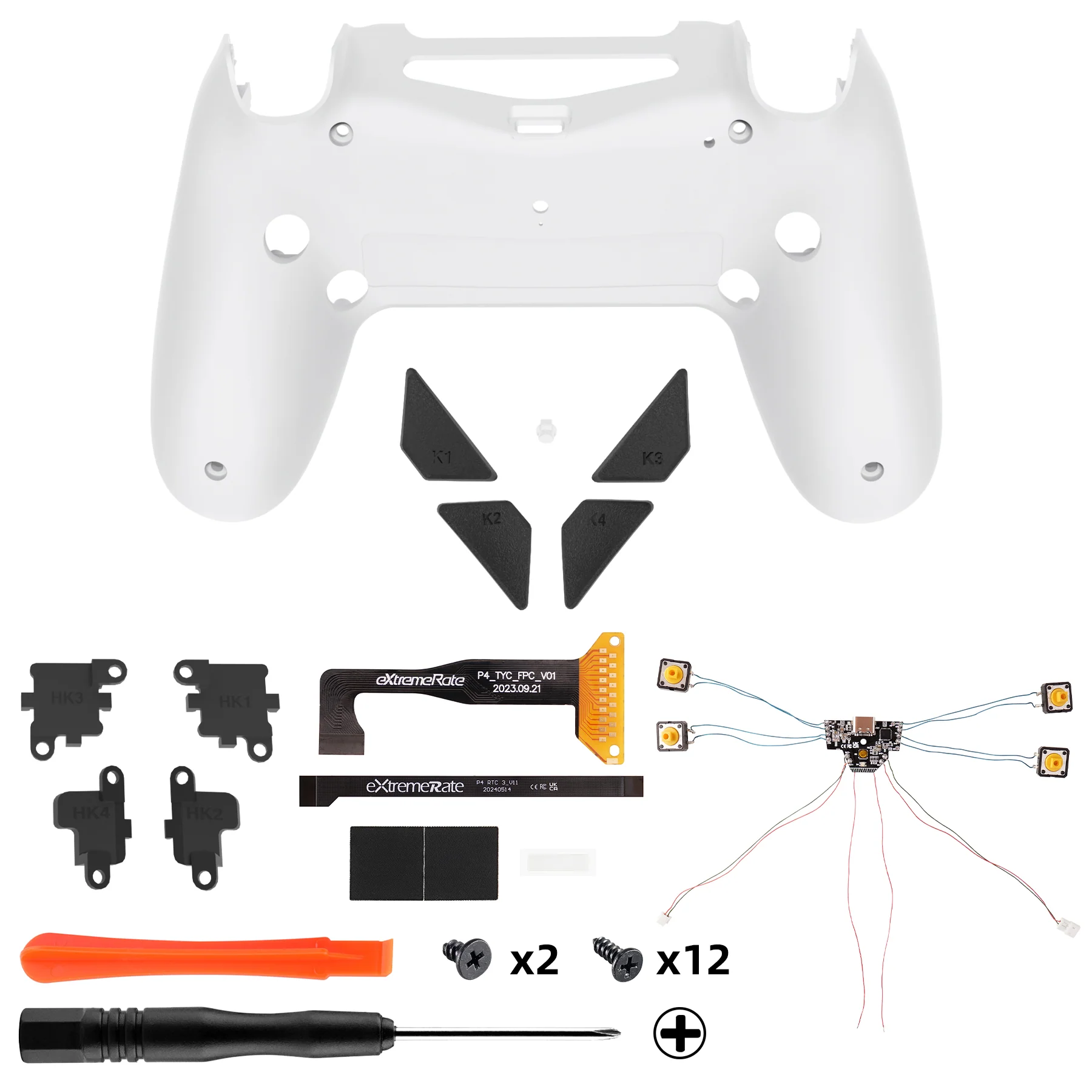eXtremeRate Dawn Type-C Version Remap Kit for PS4 Slim Pro Controller JDM-040/050/055 - White - Image 2