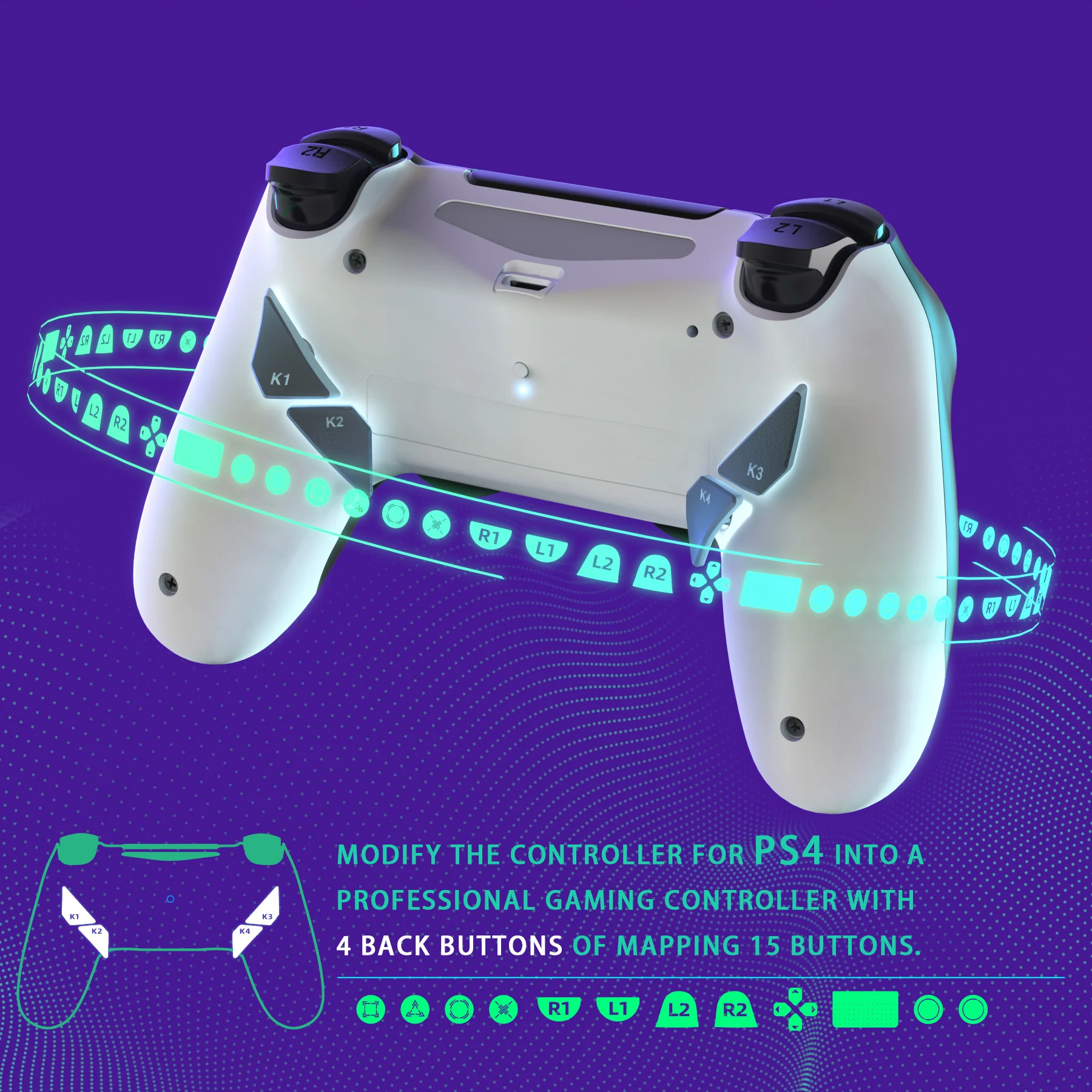 eXtremeRate Dawn Type-C Version Remap Kit for PS4 Slim Pro Controller JDM-040/050/055 - White - Image 6