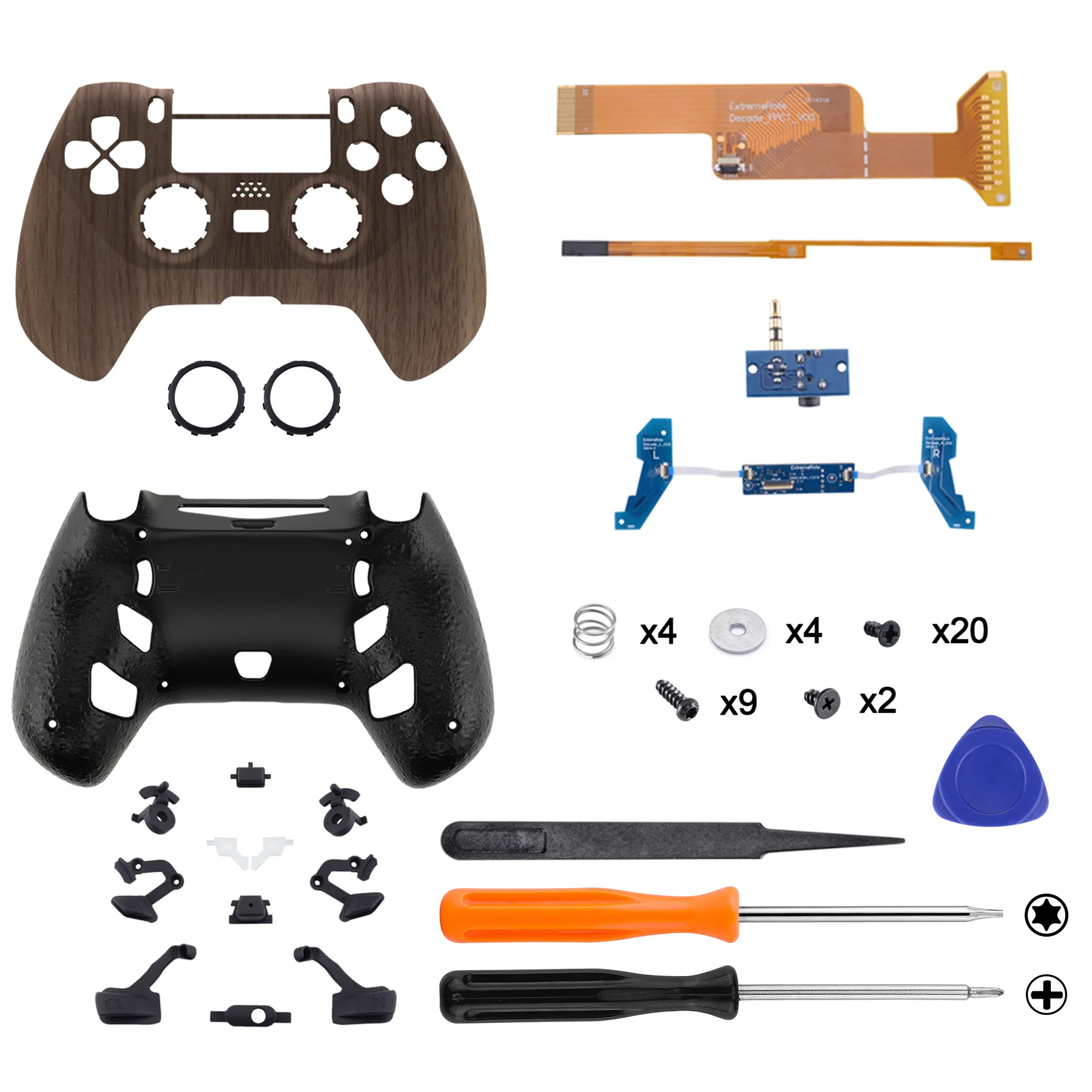 eXtremeRate DECADE Tournament Controller (DTC) Upgrade Kit for PS4 Controller JDM-040/050/055 - Wood Grain - Image 3