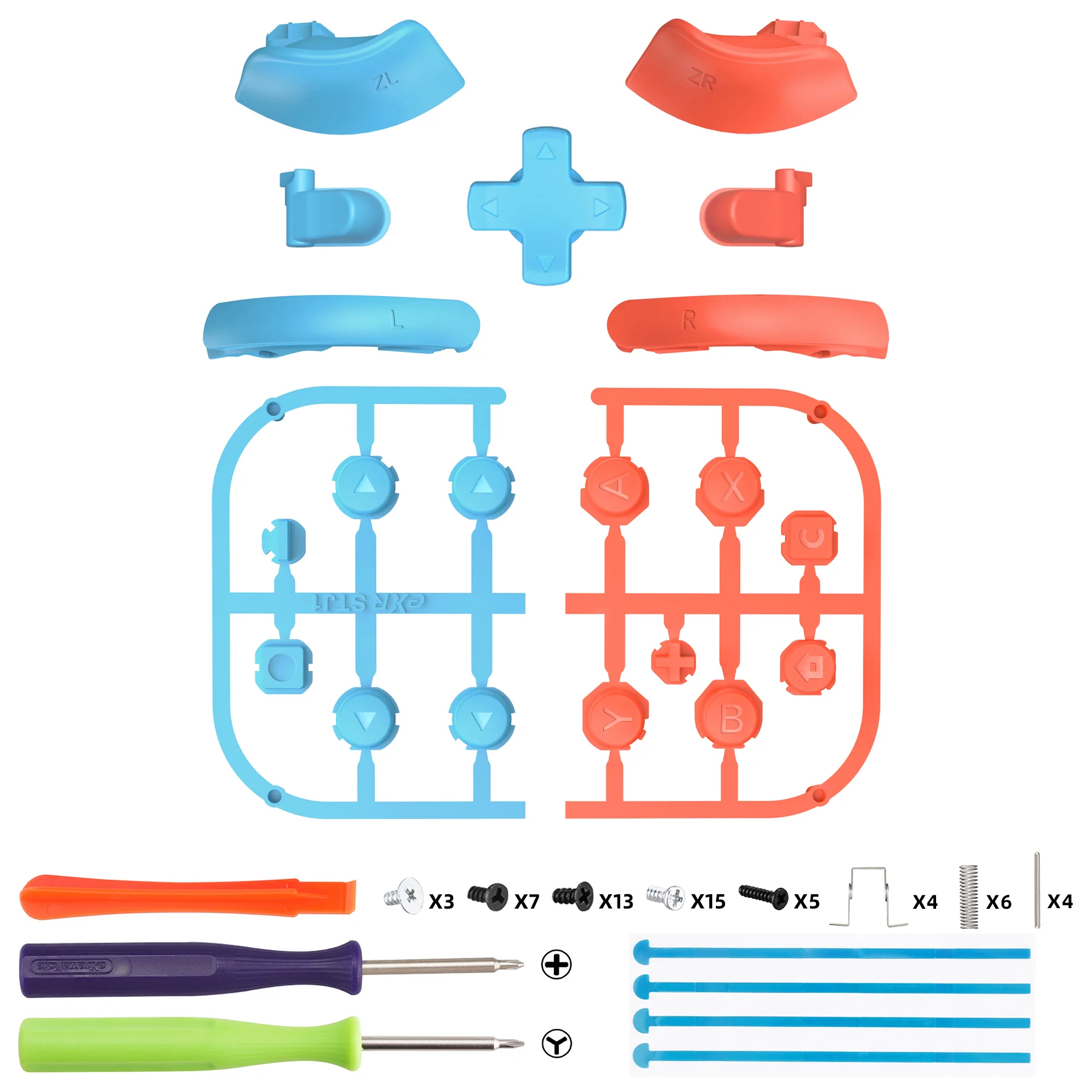 eXtremeRate DIY Replacement Full Set Buttons for Nintendo Switch 2 - Blue & Orange - Image 2