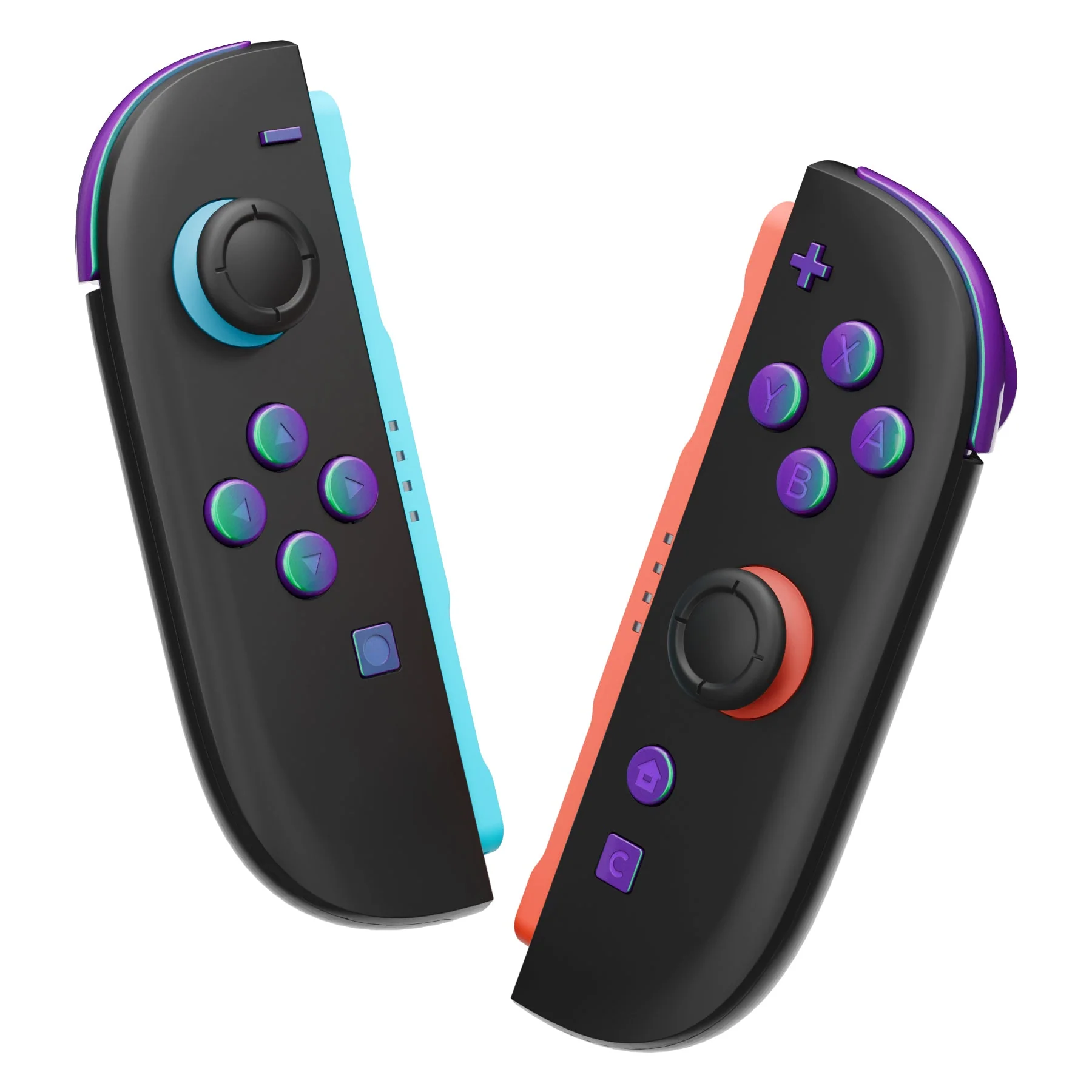 eXtremeRate DIY Replacement Full Set Buttons for Nintendo Switch 2 - Chameleon Green Purple - Image 5