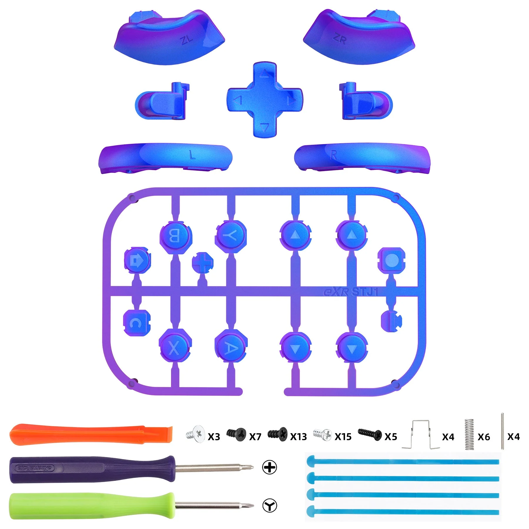 eXtremeRate DIY Replacement Full Set Buttons for Nintendo Switch 2 - Chameleon Purple Blue - Image 2