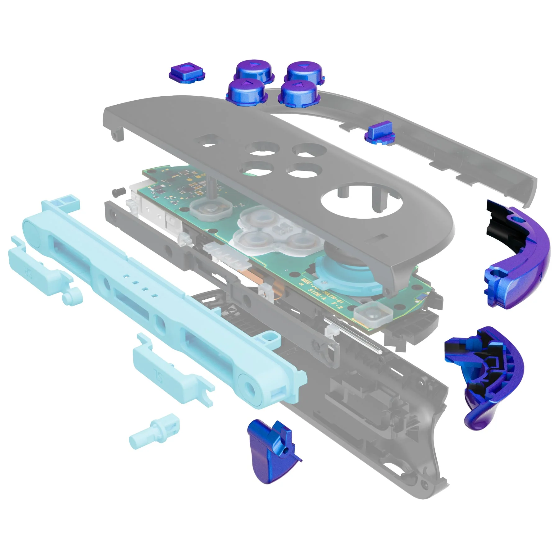 eXtremeRate DIY Replacement Full Set Buttons for Nintendo Switch 2 - Chameleon Purple Blue - Image 3