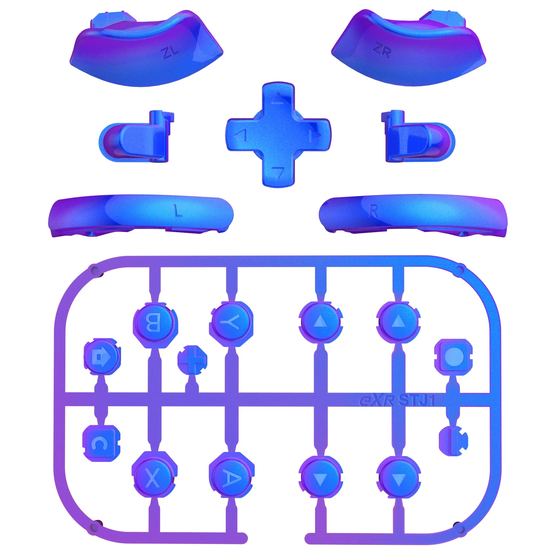 eXtremeRate DIY Replacement Full Set Buttons for Nintendo Switch 2 - Chameleon Purple Blue - Image 8