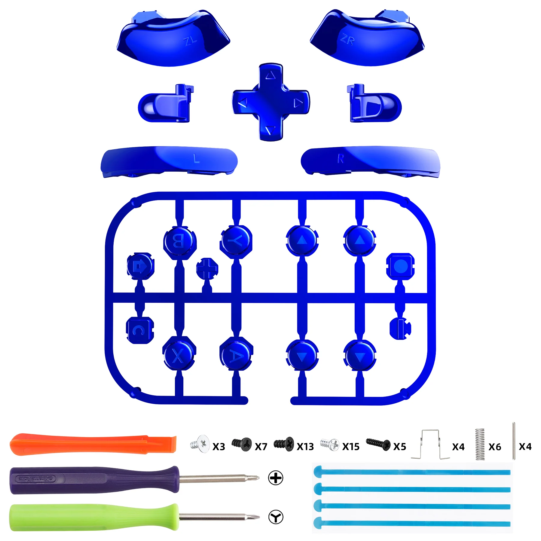 eXtremeRate DIY Replacement Full Set Buttons for Nintendo Switch 2 - Chrome Blue - Image 2