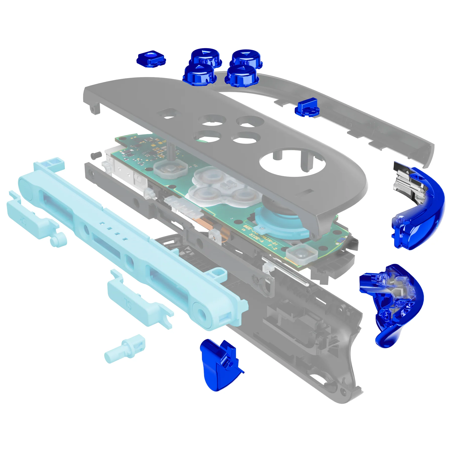 eXtremeRate DIY Replacement Full Set Buttons for Nintendo Switch 2 - Chrome Blue - Image 3