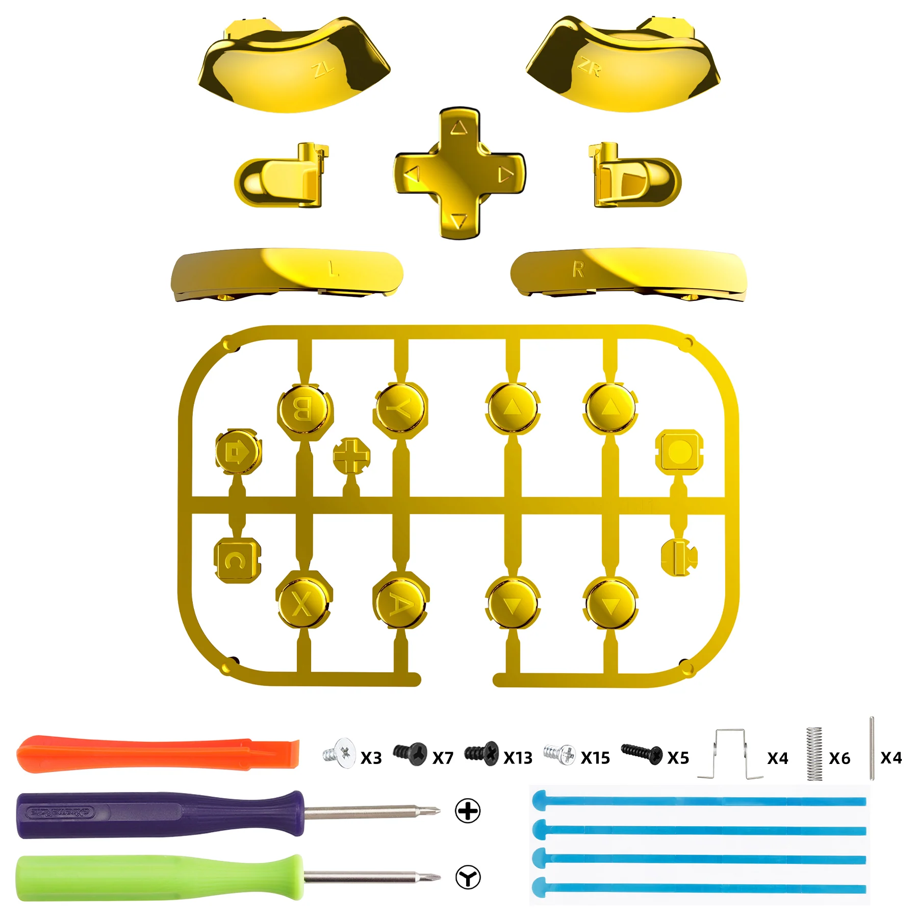 eXtremeRate DIY Replacement Full Set Buttons for Nintendo Switch 2 - Chrome Gold - Image 2