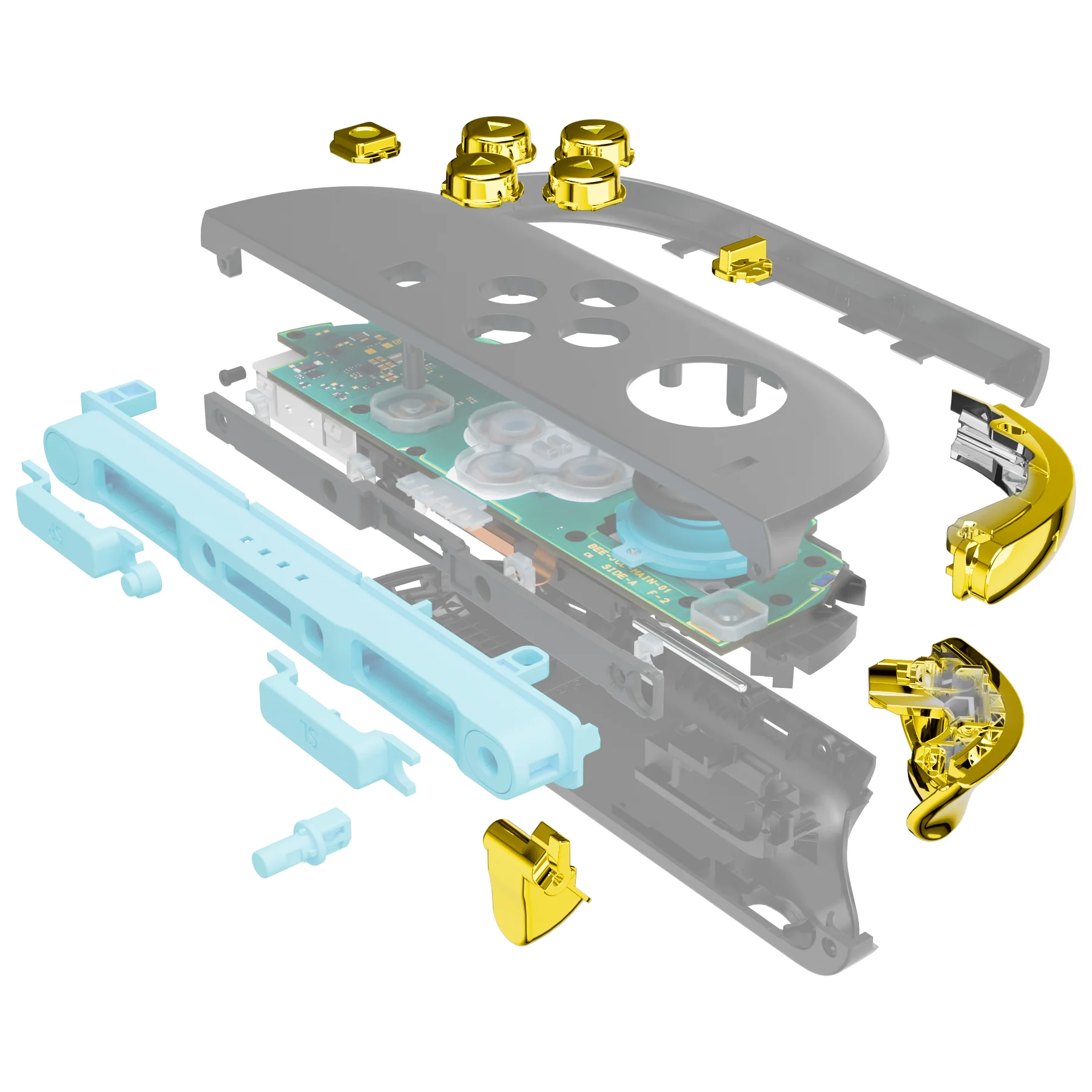 eXtremeRate DIY Replacement Full Set Buttons for Nintendo Switch 2 - Chrome Gold - Image 3