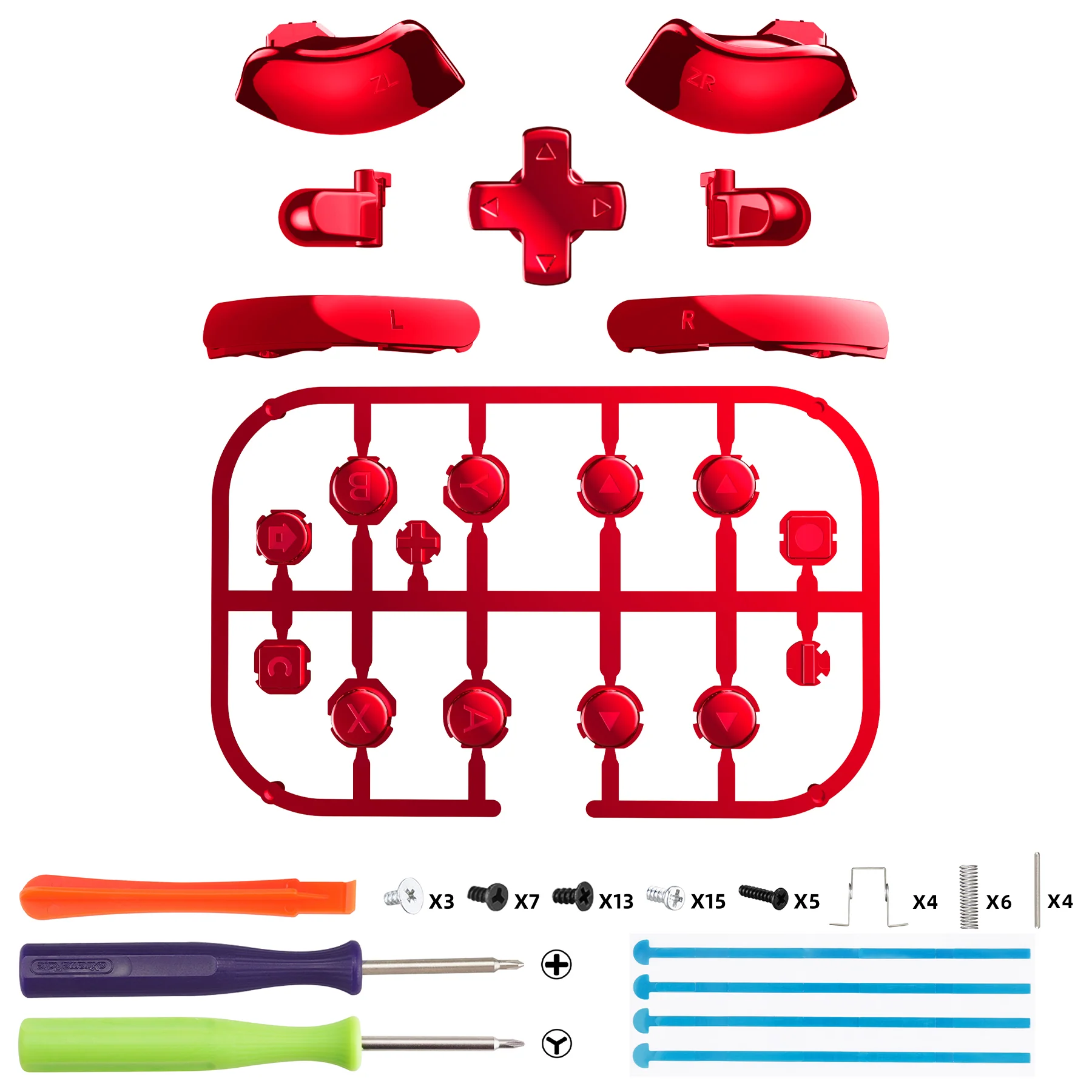 eXtremeRate DIY Replacement Full Set Buttons for Nintendo Switch 2 - Chrome Red - Image 2