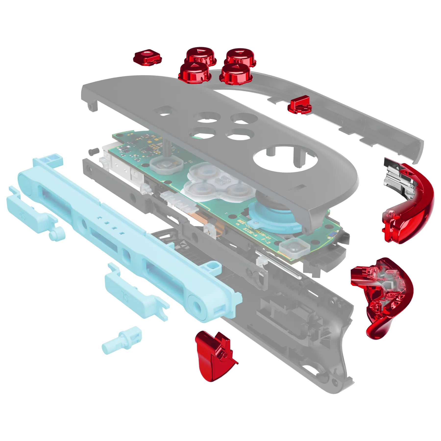 eXtremeRate DIY Replacement Full Set Buttons for Nintendo Switch 2 - Chrome Red - Image 3