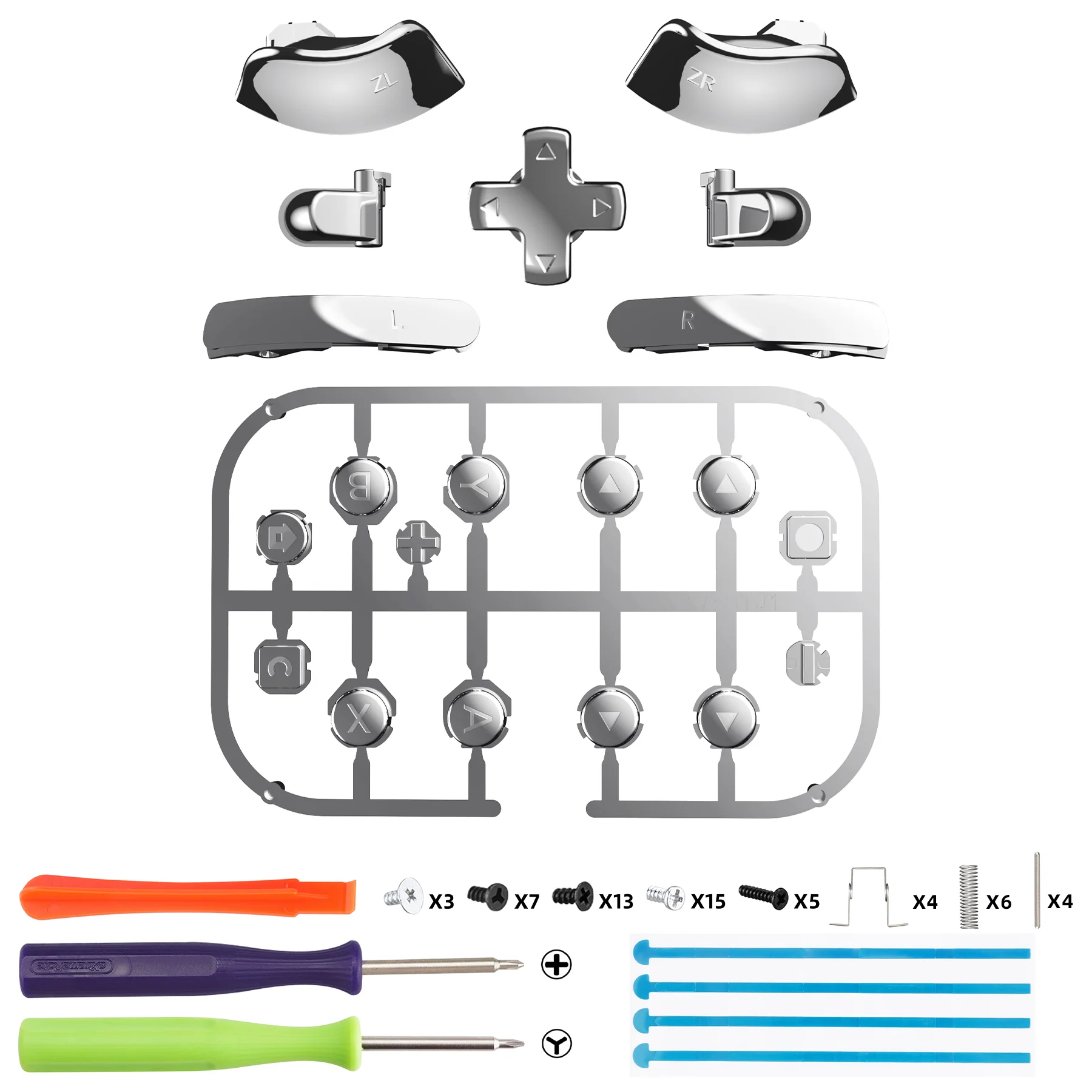 eXtremeRate DIY Replacement Full Set Buttons for Nintendo Switch 2 - Chrome Silver - Image 2